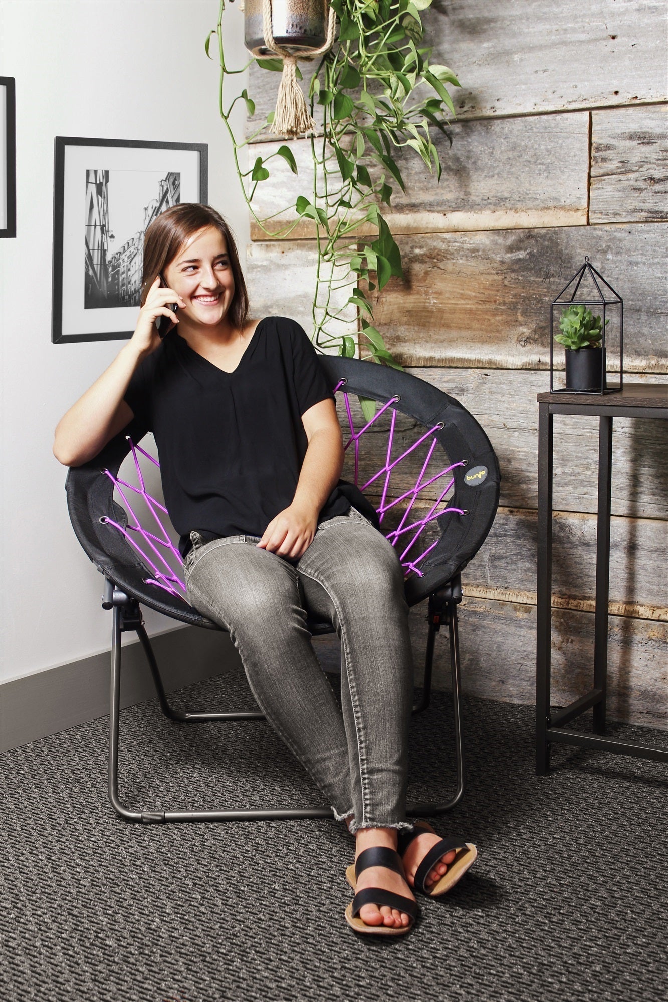 Zenithen Limited Bungee Folding Dish Circular Dorm/Bedroom Chairs (Pack of 1, Plum)