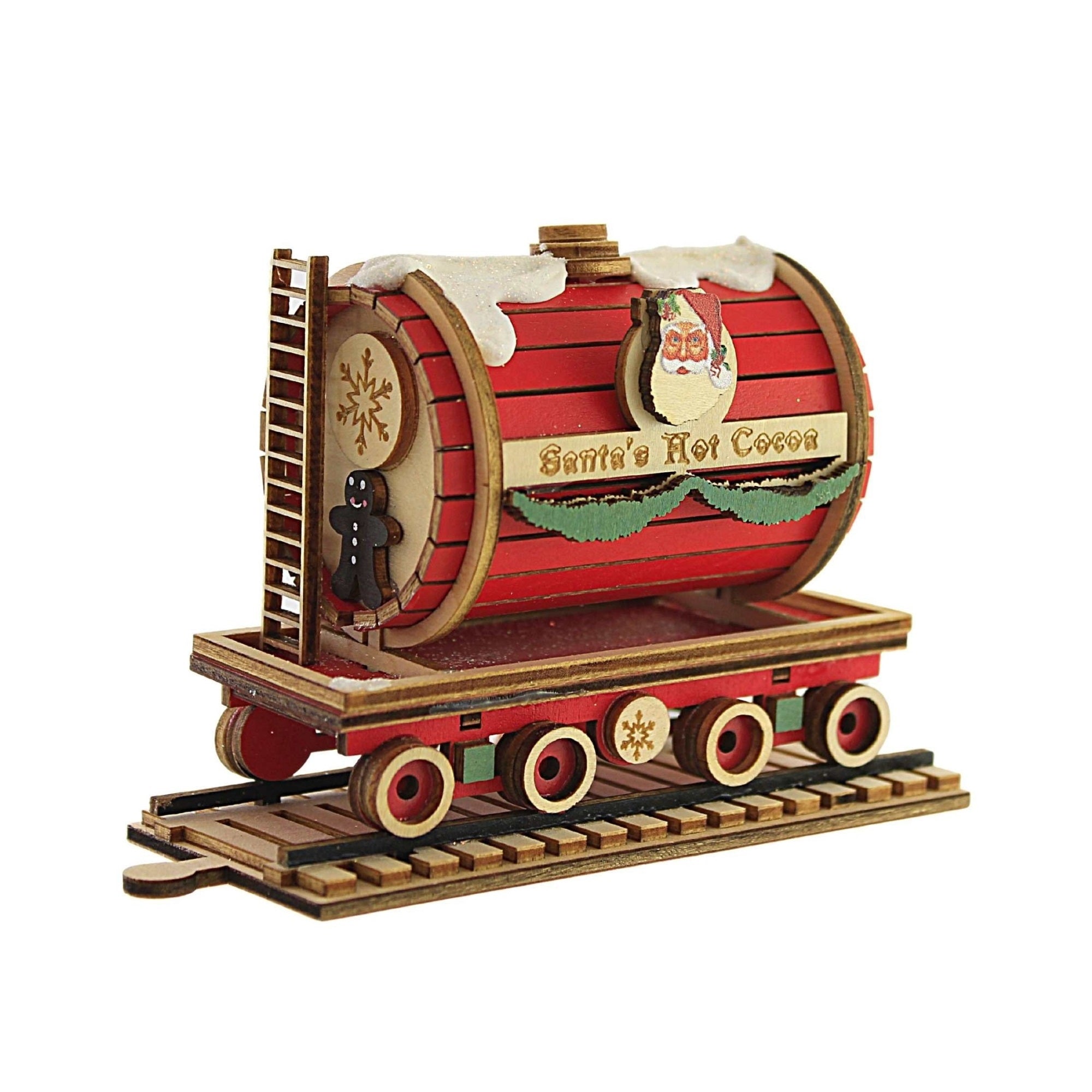 Old World Christmas Santa's Hot Cocoa Tanker Train Car Wooden Christmas Tree Ornament