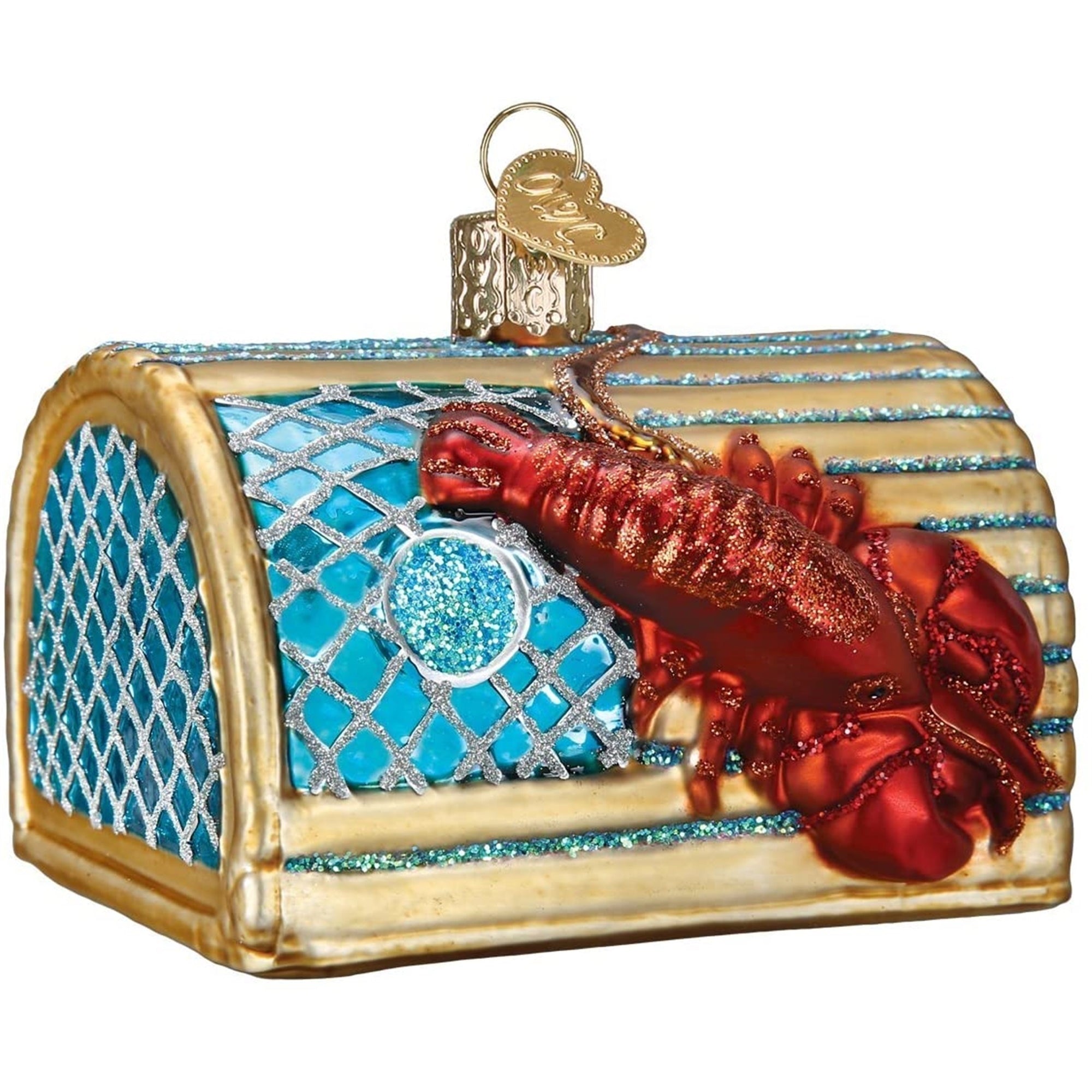 Old World Christmas Glass Blown Lobster Trap for Christmas Tree
