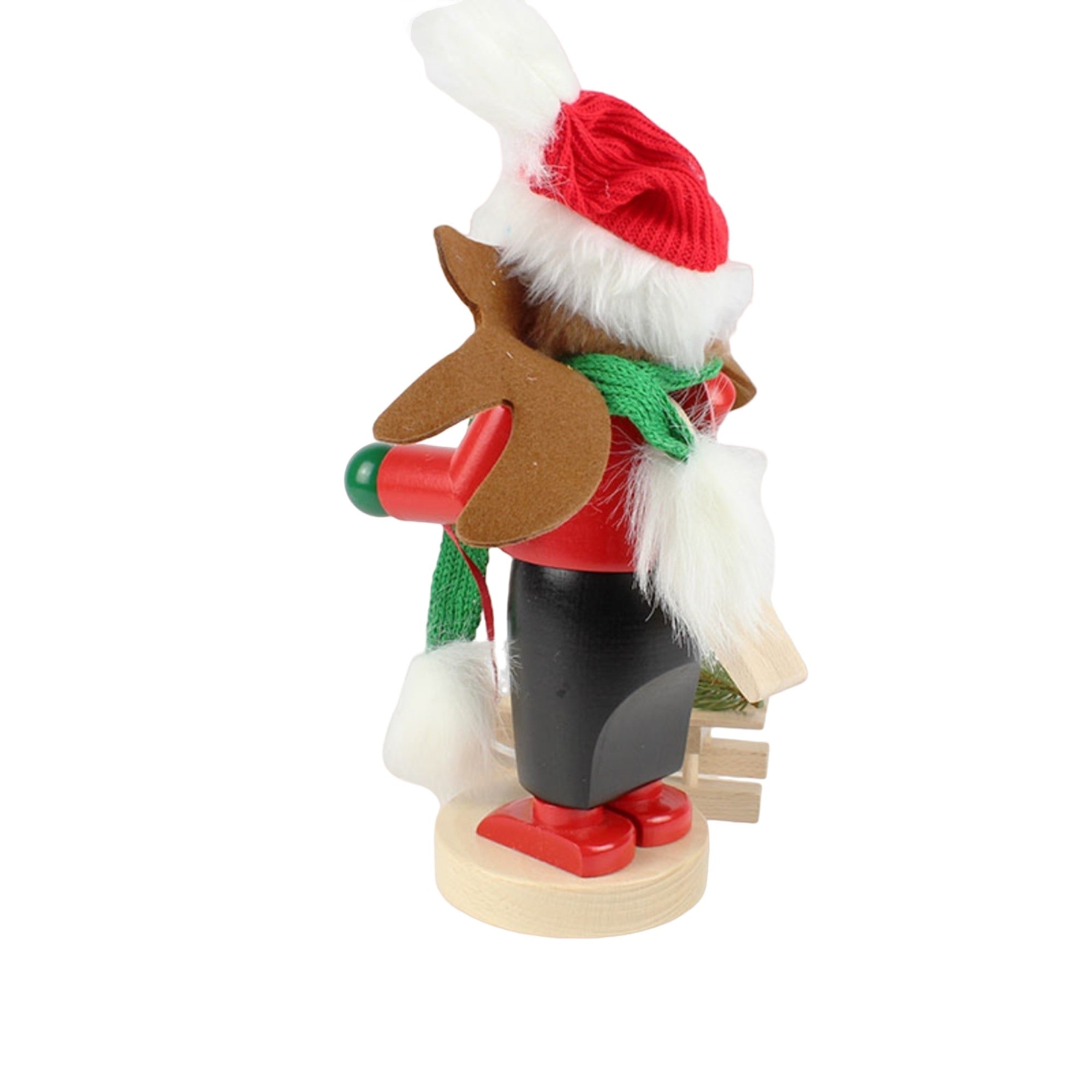 Kurt Adler Steinbach Wooden Chubby Nutcracker, Rudolph with Sleigh, 10.5"