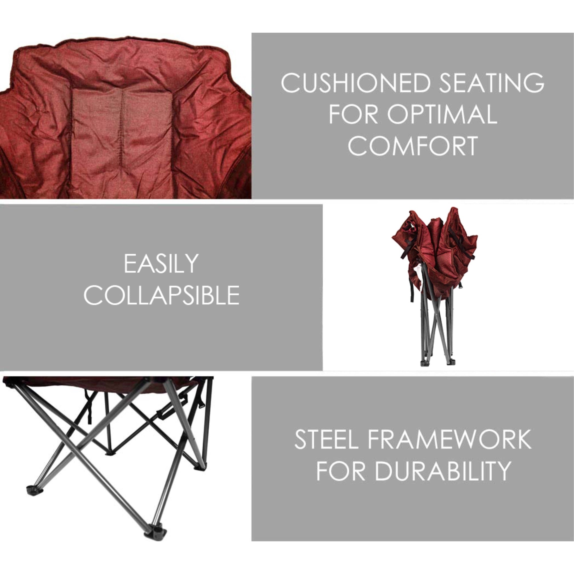 Zenithen Limited Guidesman Portable Padded Folding Chair, Red - Pack of 1