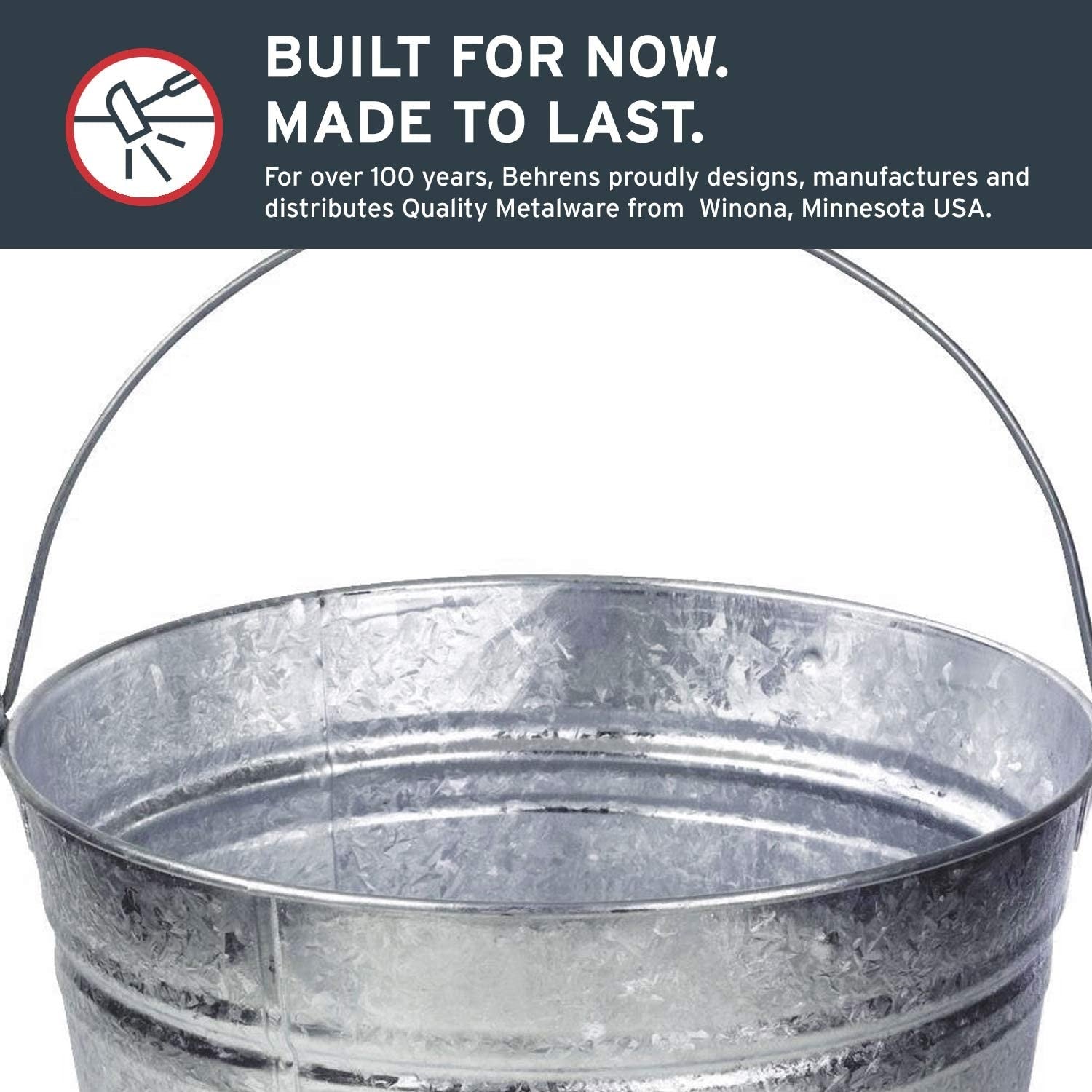 Behrens Hot Dipped Galvanized Steel Utility Pail, Silver - 4.25 Gallon Capacity