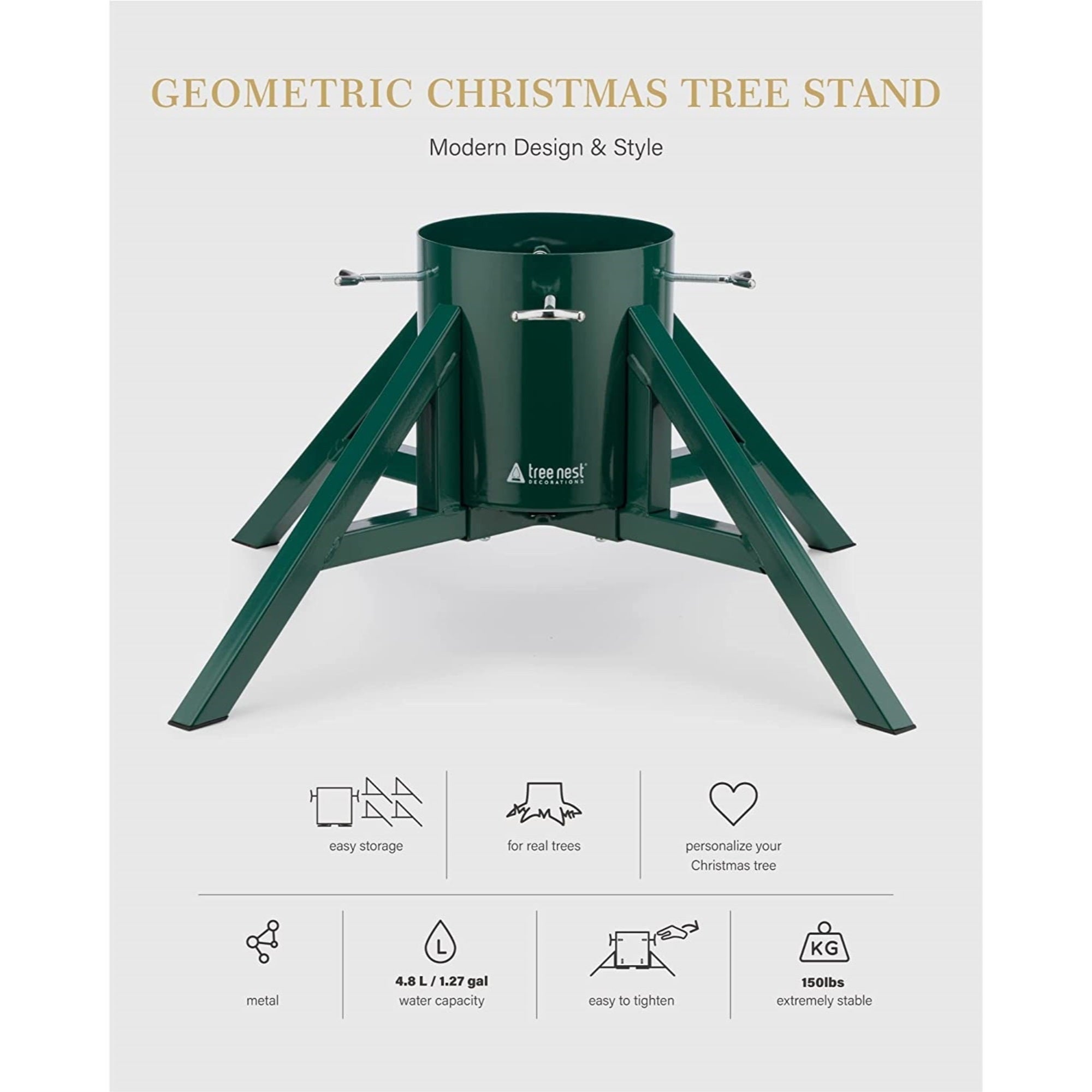 Tree Nest Metal Christmas Holder Tree Stand for Real Trees up to 10 Feet