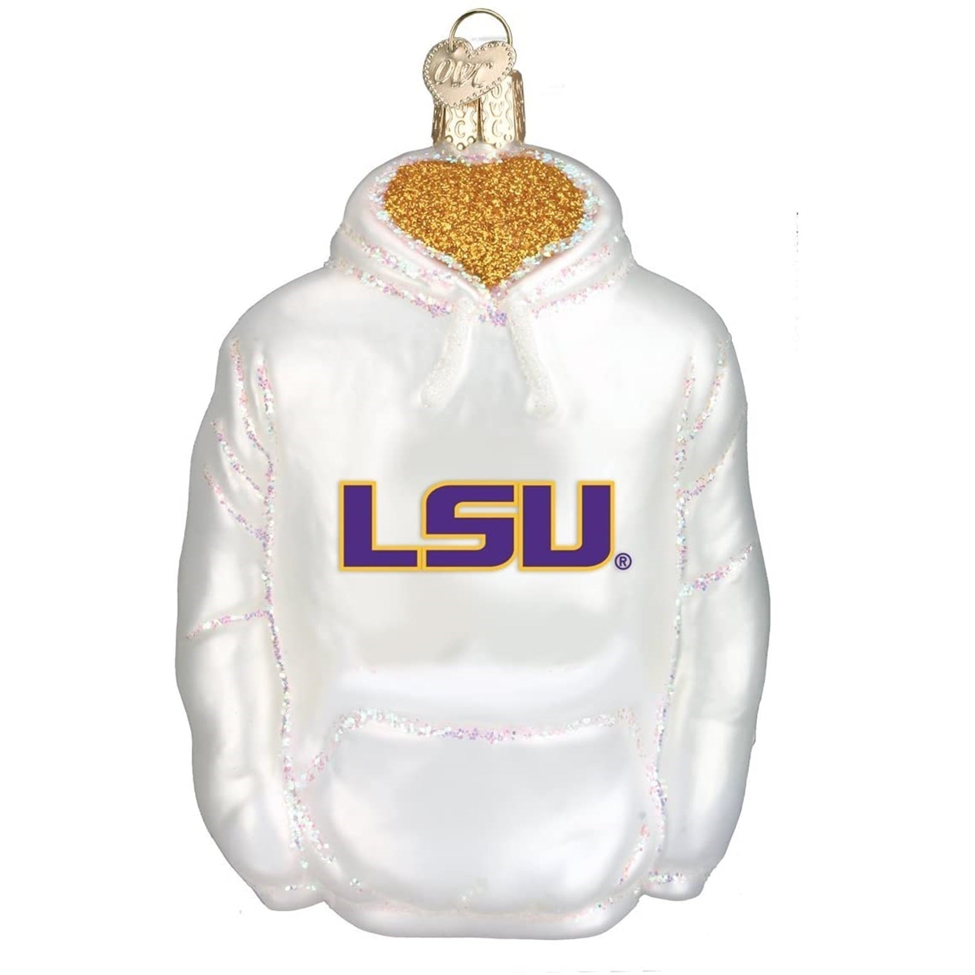 Old World Christmas Glass Blown Ornament LSU Hoodie, 4.5"