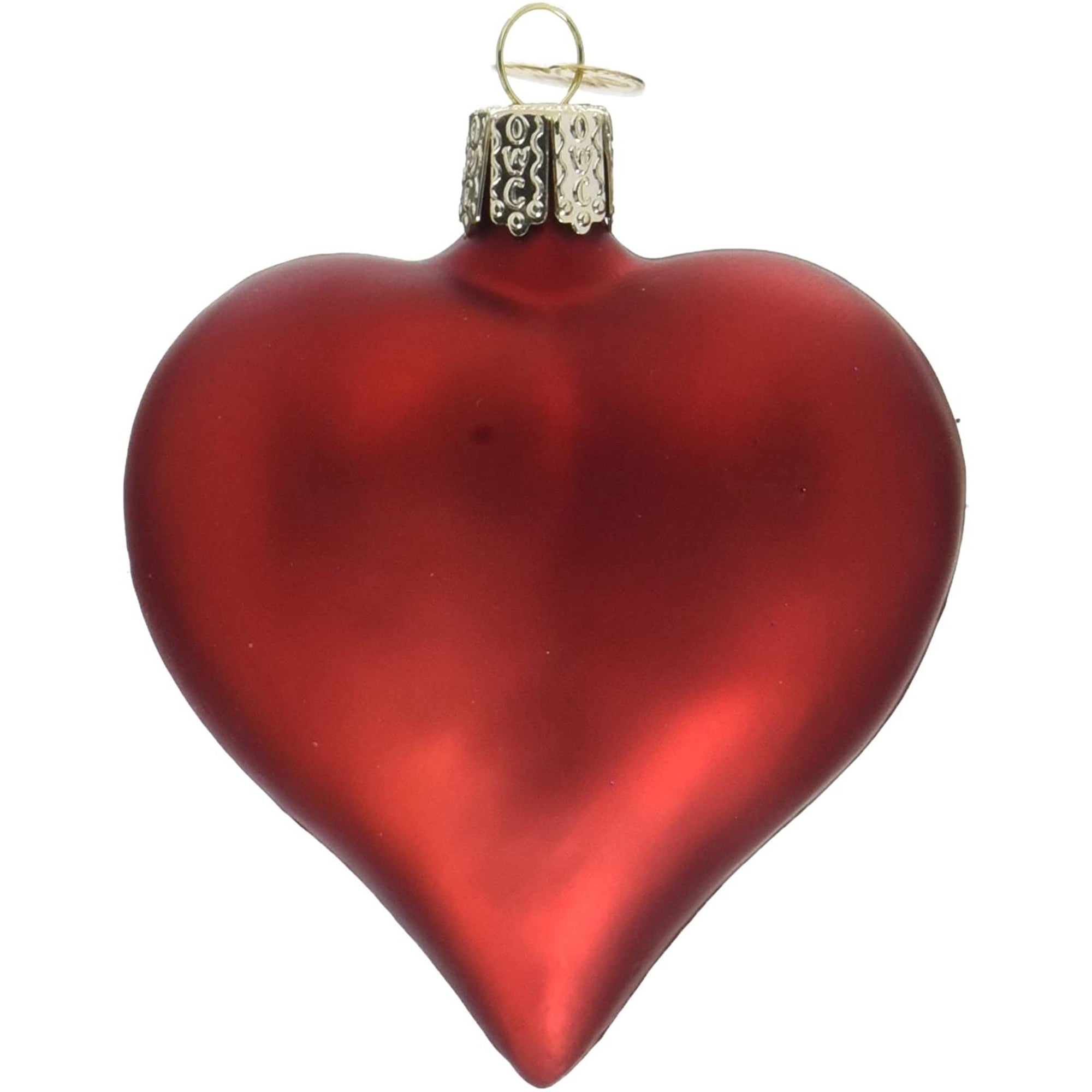 Old World Christmas Glass Blown Large Matte Red Heart Ornament