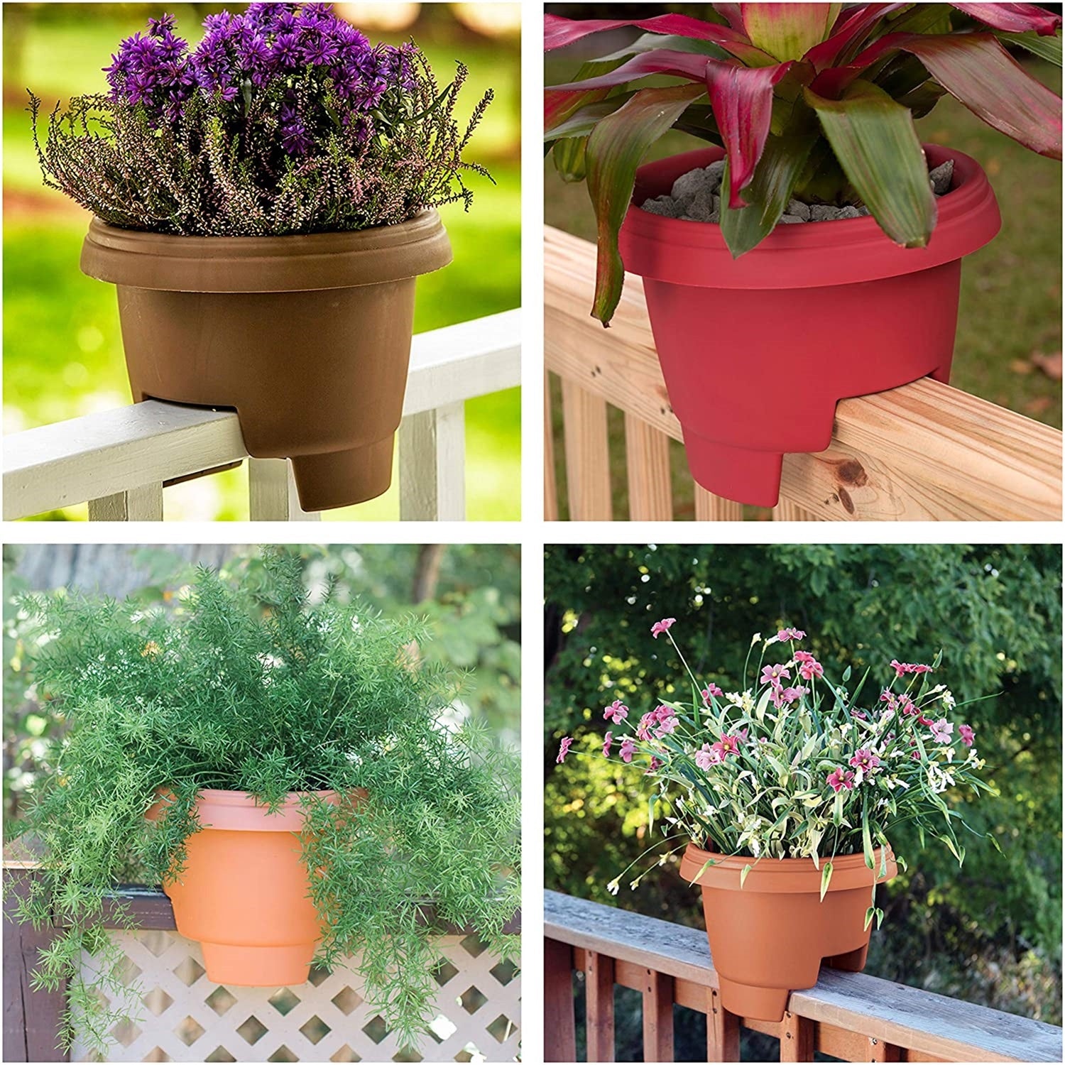 Bloem Classic Round Deck Balcony Rail Planter, Terra Cotta, 12"