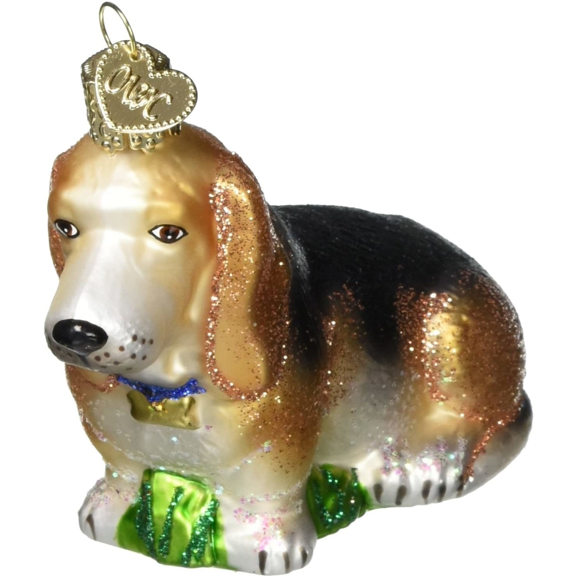 Old World Christmas Glass Blown Basset Hound Ornament