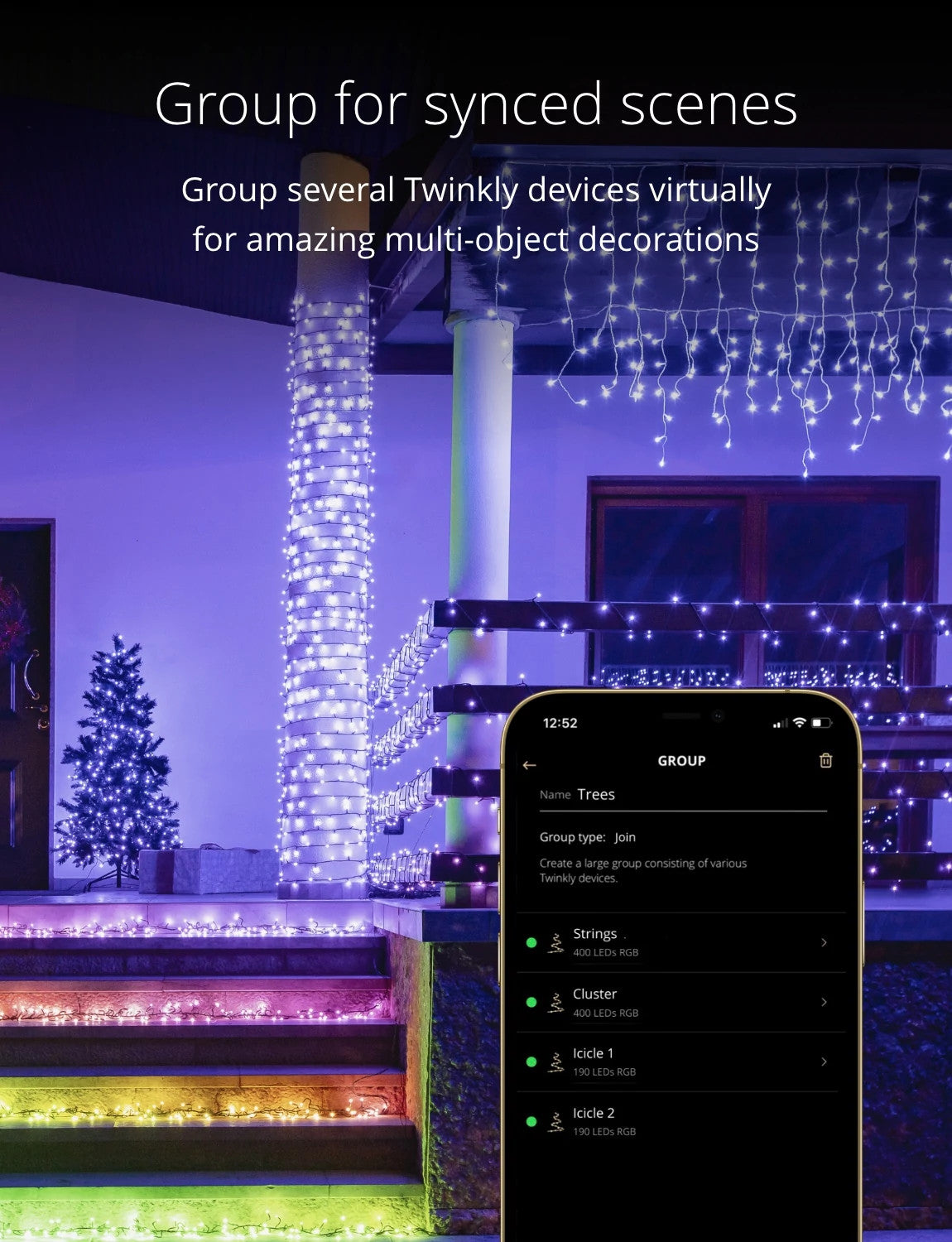 Twinkly Icicle App Controlled Clear Wire Christmas Lights Indoor and Outdoor Smart Lighting Decoration, LED