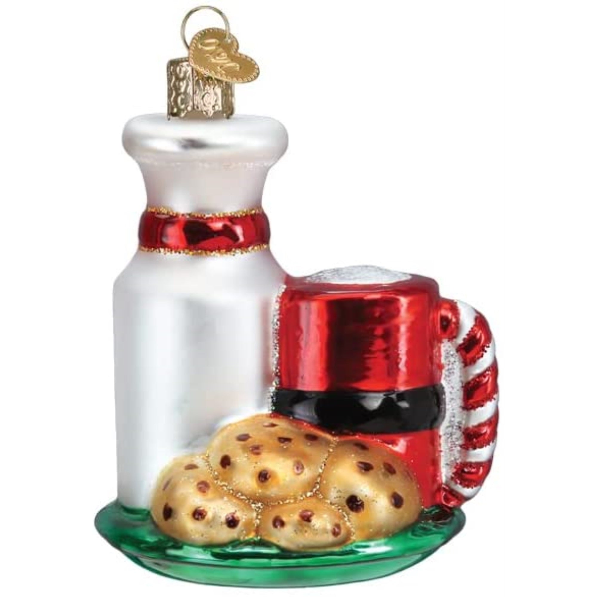 Old World Christmas Blown Glass Christmas Ornament, Santa's Milk and Cookies