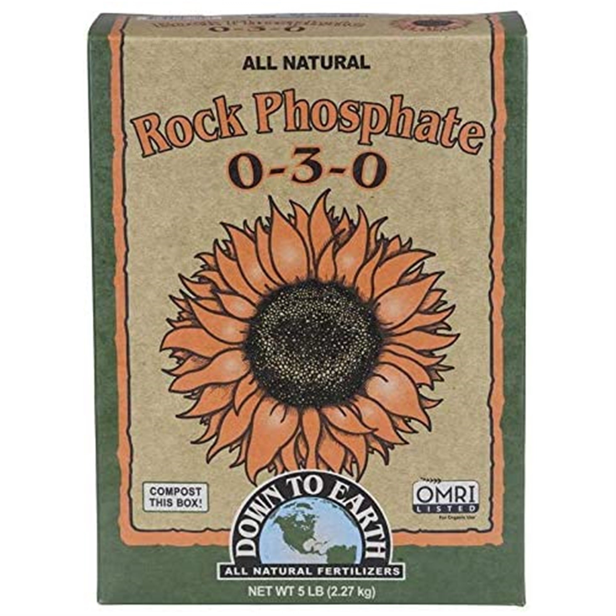 Down to Earth Organic Rock Phosphate Fertilizer 0-3-0, 5lb