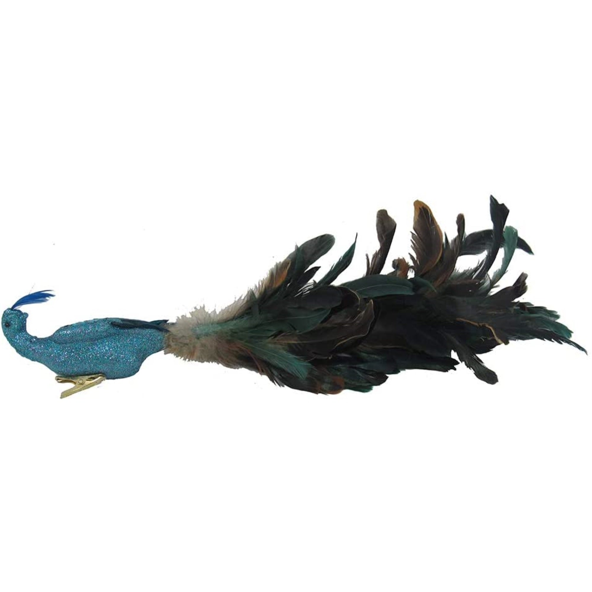 Kurt Adler Decorative Feather Peacock with Clip, 18” Long