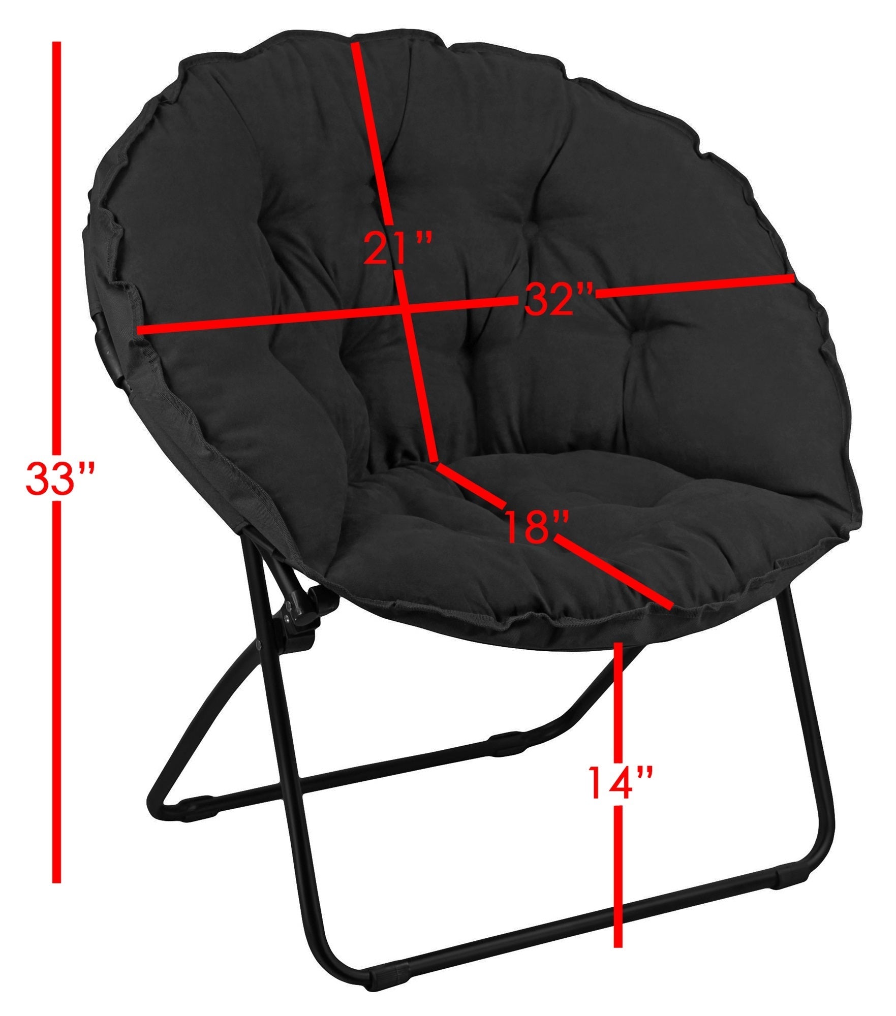 Zenithen Round Foldable Padded Dish/Saucer Chair For Game, Bed, or Living Room