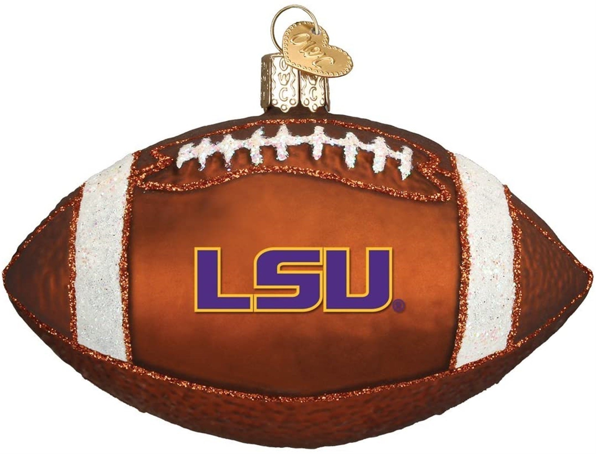 Old World Christmas LSU Louisiana State University Glass Blown Christmas Tree Ornaments (Football)