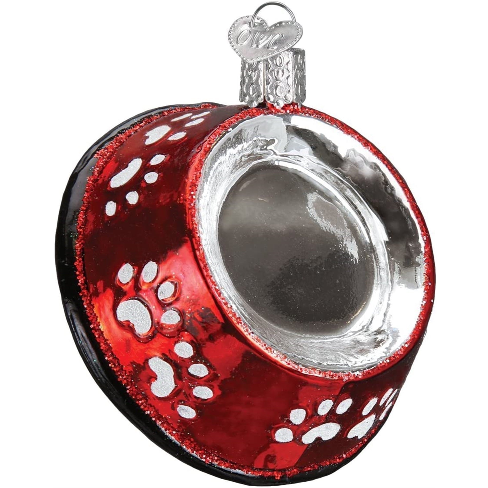 Old World Christmas Glass Blown Dog Bowl Ornament