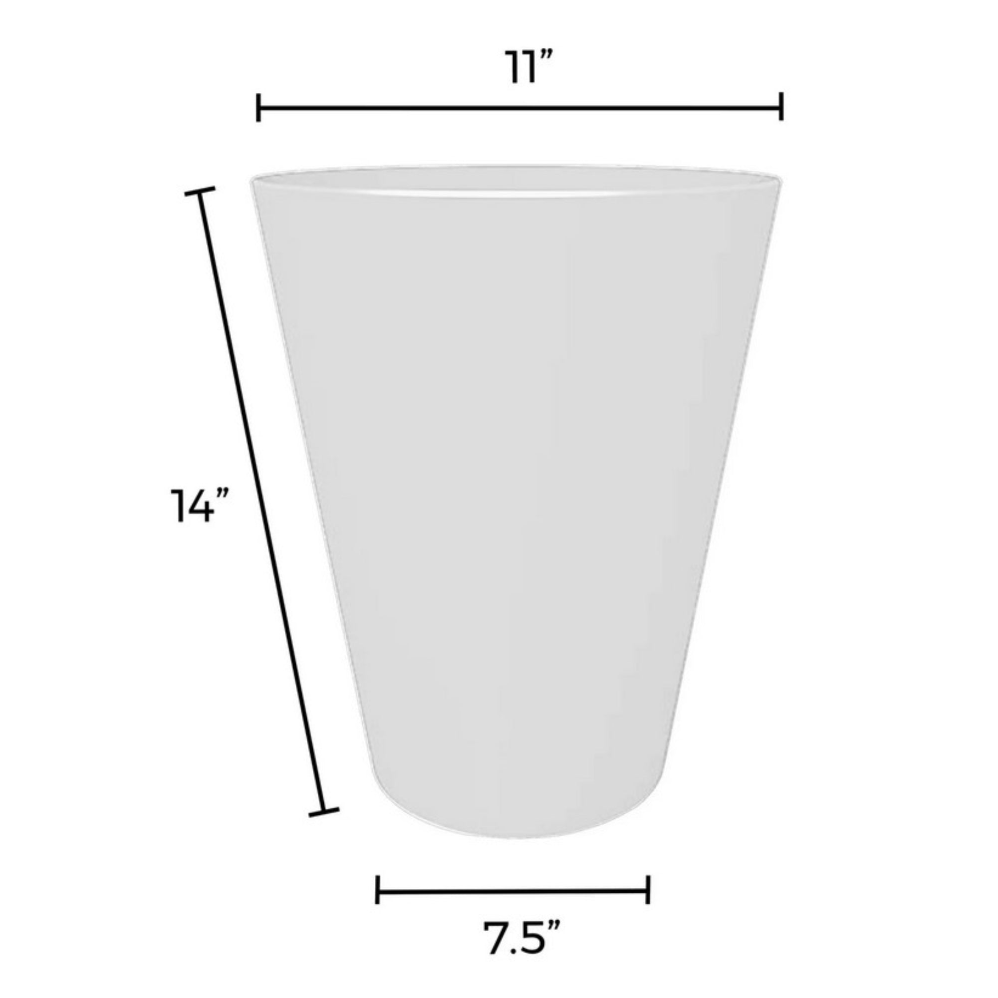 Bloem Indoor/Outdoor Tall Finley Tapered Round, 100% Recycled Plastic Pot, Casper White, 4 Gallon Soil Capacity, 14”