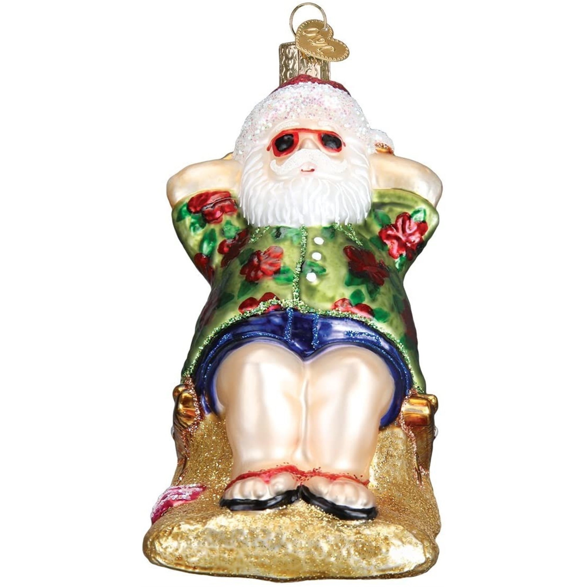 Old World Christmas Glass Blown Sunning Santa Ornament