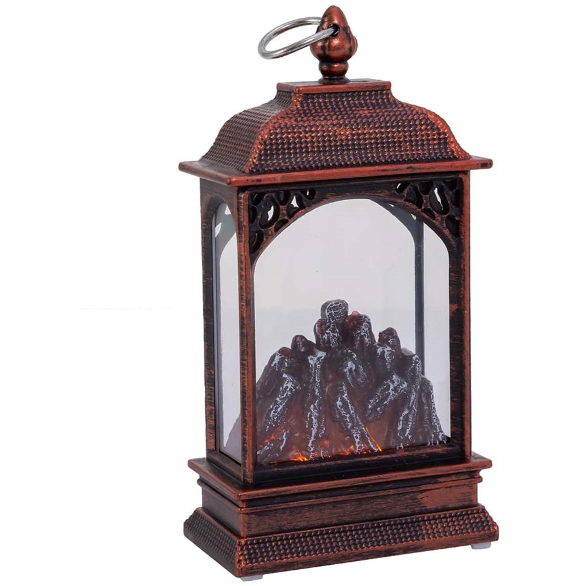 Kurt Adler Battery-Operated LED Fireplace Lantern, 5.3"
