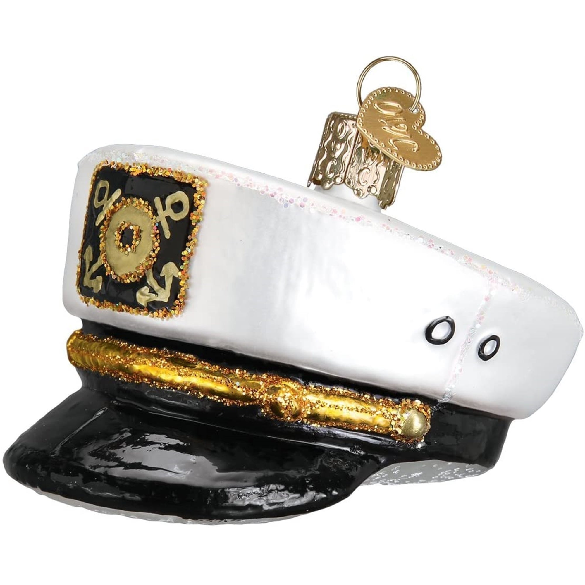 Old World Christmas Glass Blown Ornament Captain's Hat, 2.75"