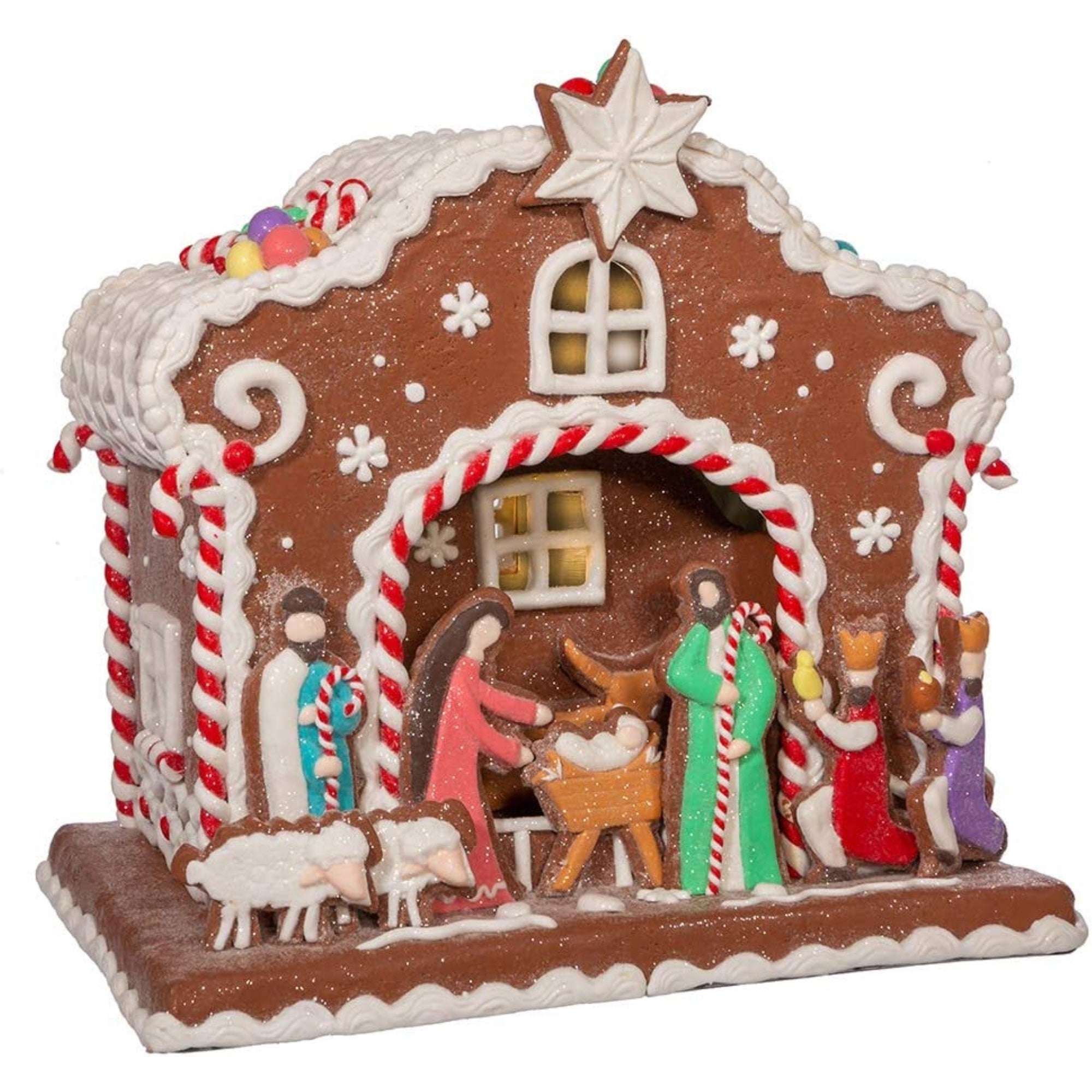 Kurt S. Adler Battery Operated Lighted Nativity Set Christmas Decor, 12.5"