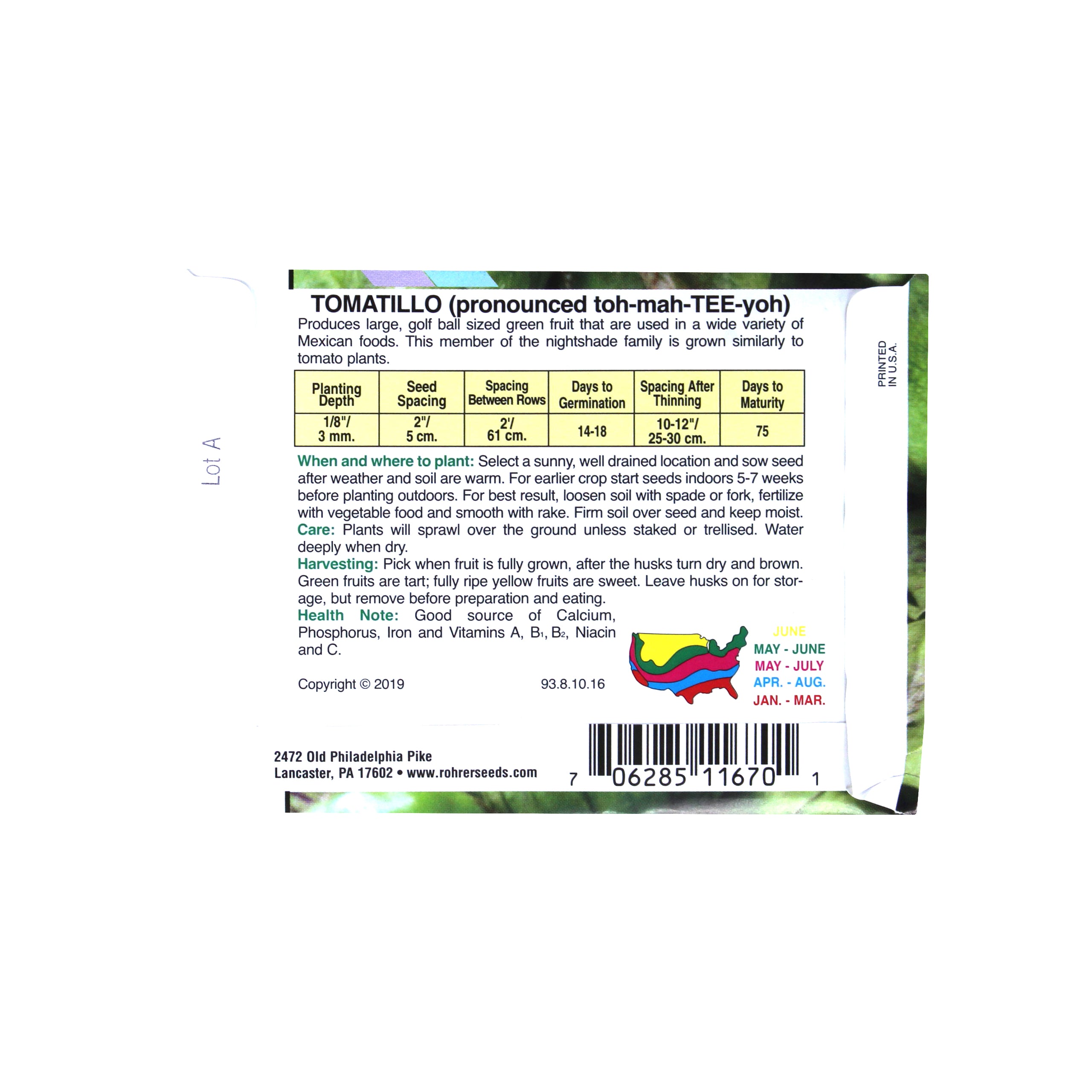 Rohrer Seeds Toma Verde Tomatillo