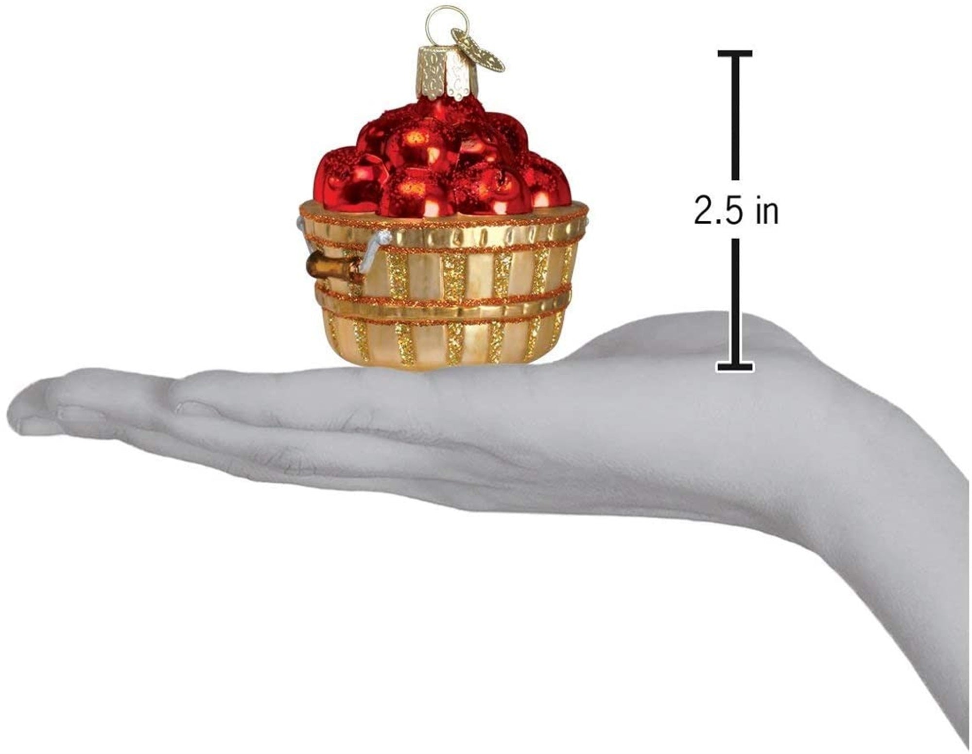 Old World Christmas Glass Blown Apple Basket Ornament