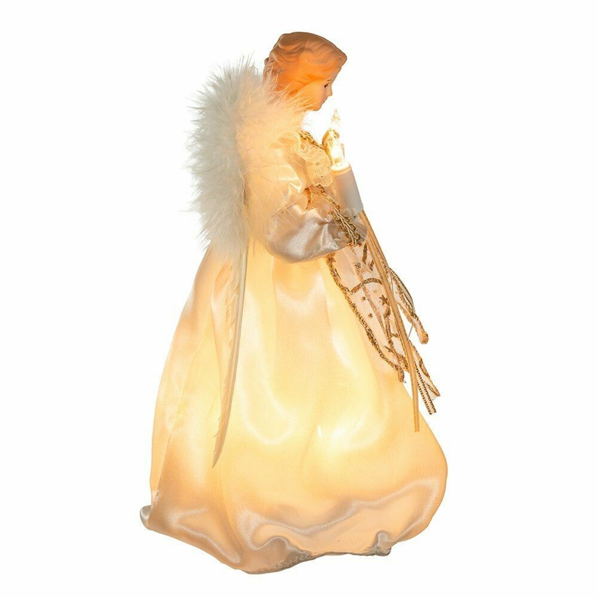 Kurt Adler 10-Light 9 Inch Ivory and Gold Angel Treetop