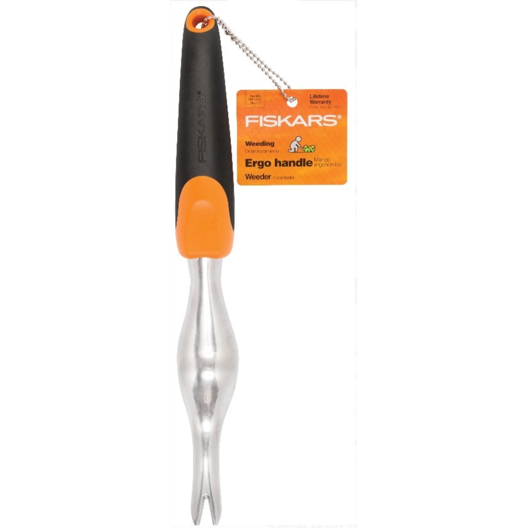 Fiskars Ergo Cast Iron Head Weeder Tool, Soft Grip Ergonomic Handle