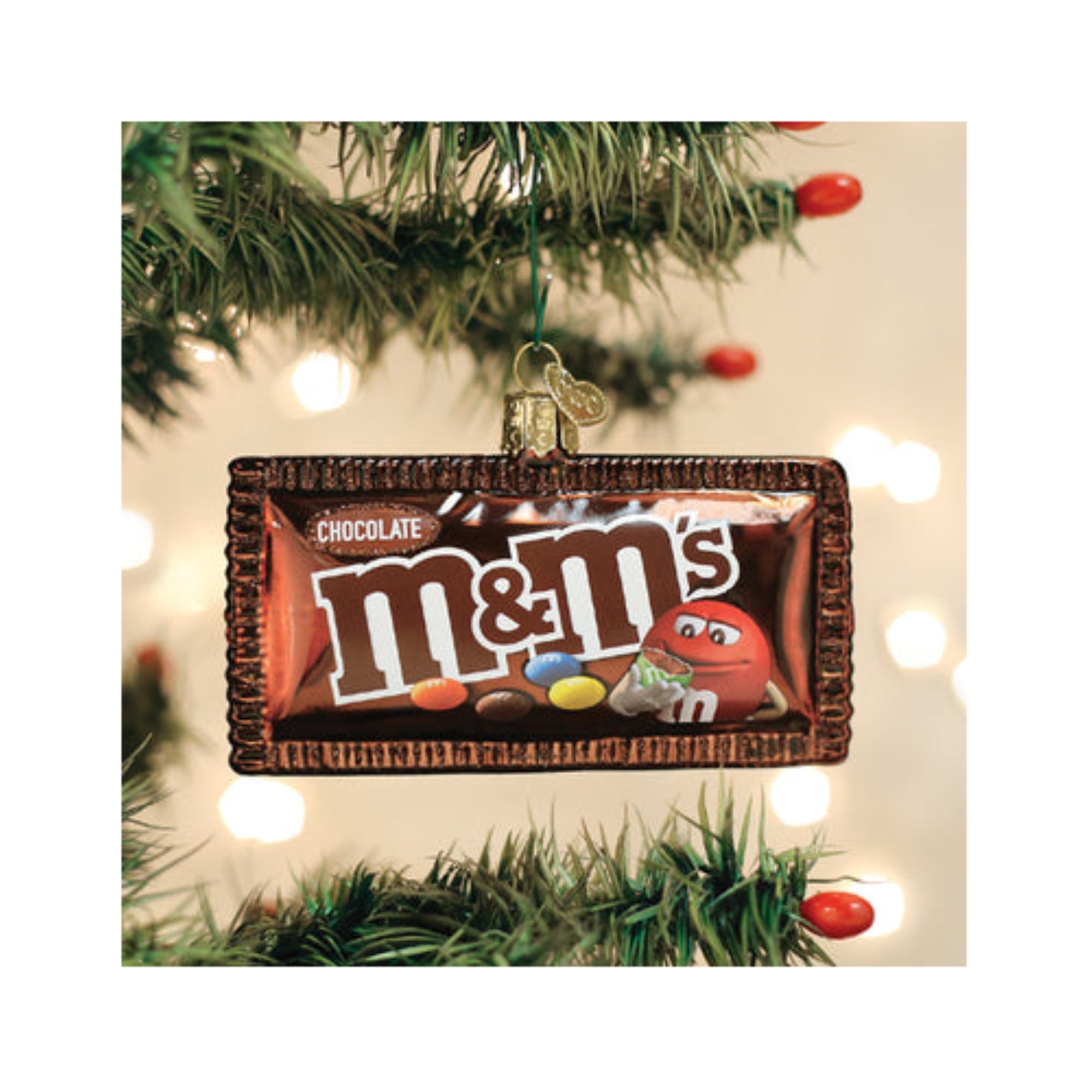 Old World Christmas M&M'S Milk Chocolate Blown Glass Holiday Ornament For Tree