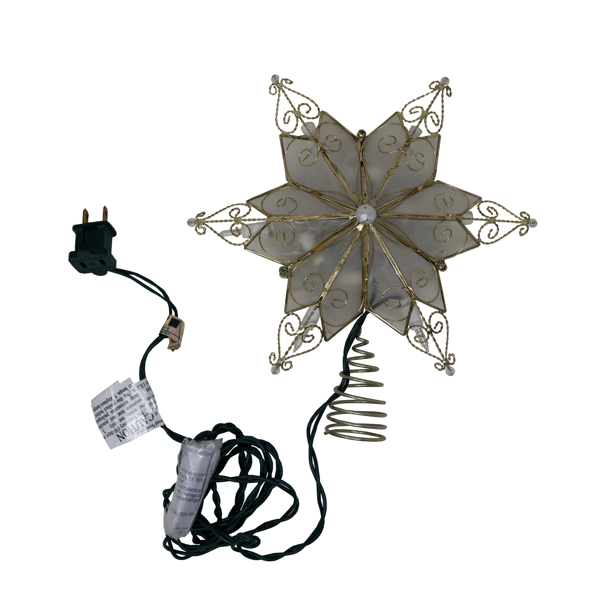 Kurt Adler 10-Light 6-Point Capiz Star Treetop, 9"