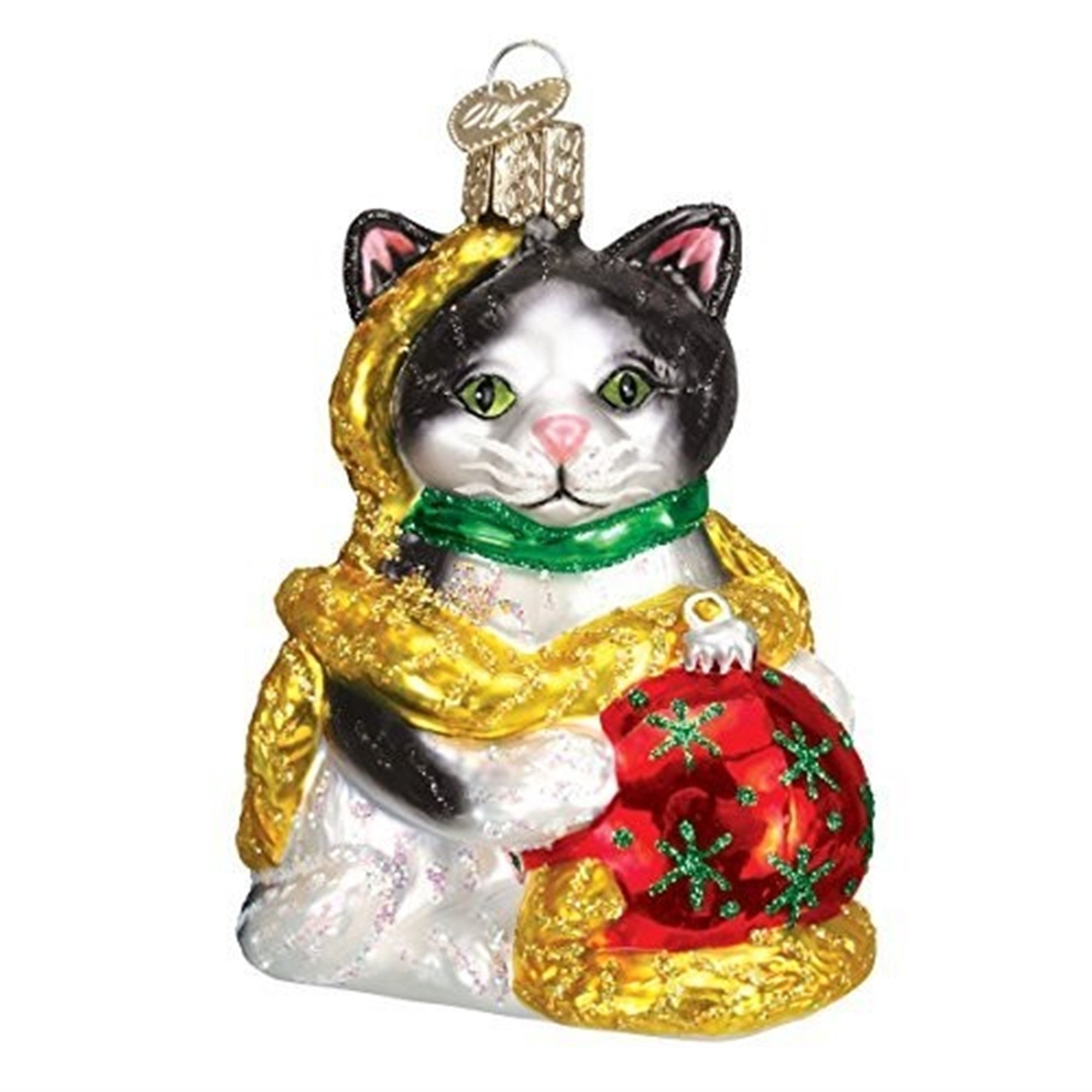 Old World Christmas Holiday Kitten Glass Blown Ornament