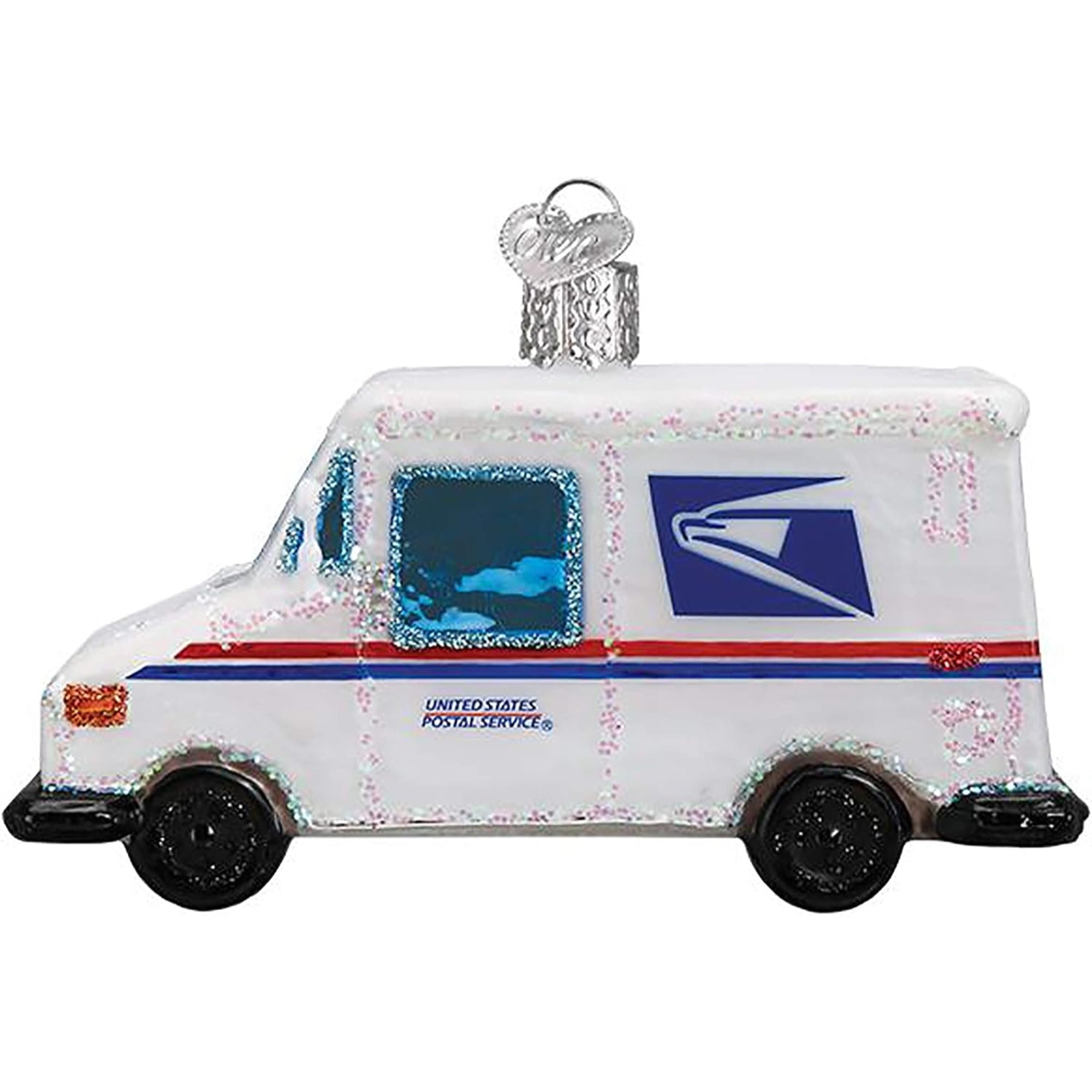 Old World Christmas Glass Blown USPS Mail Truck Ornament