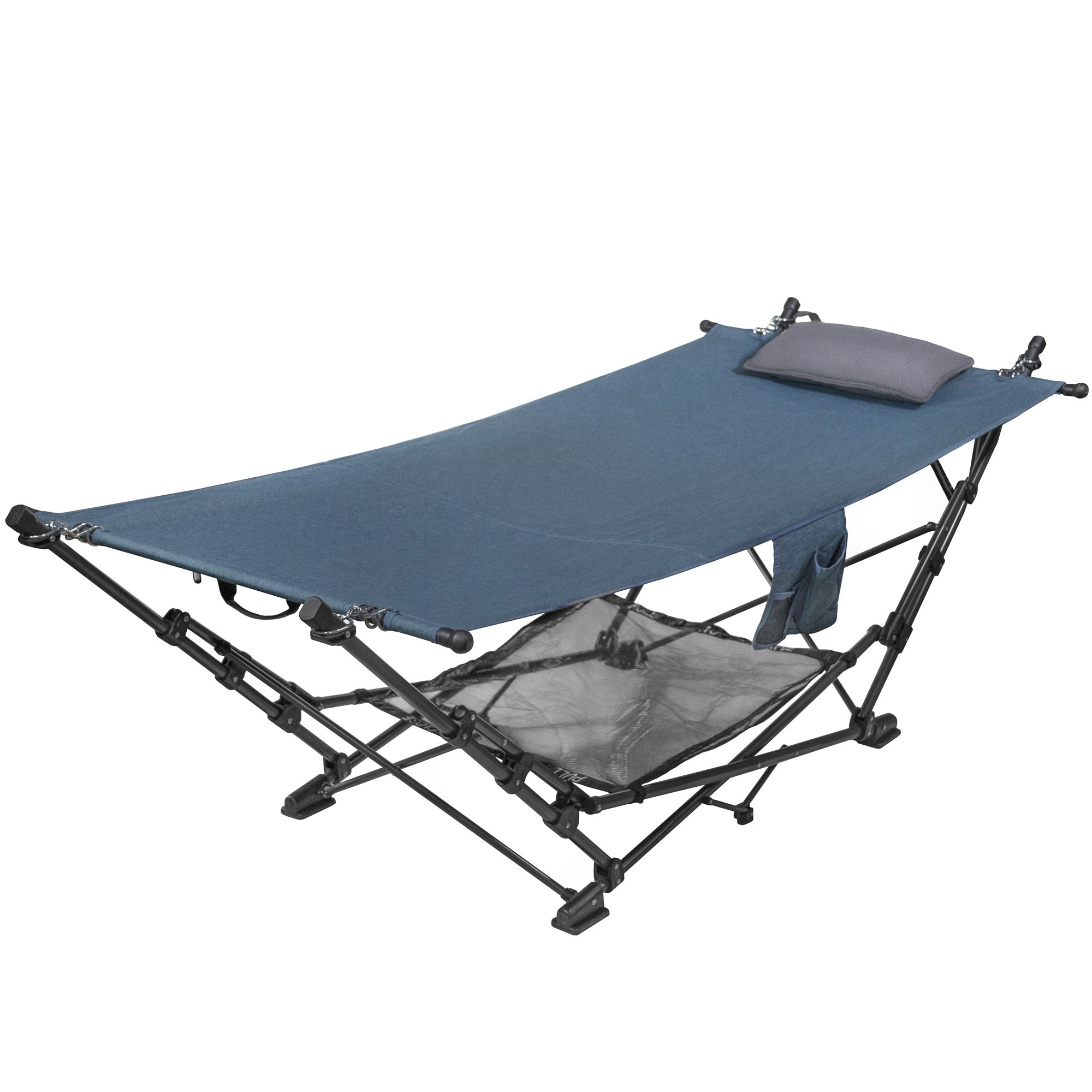 Zenithen Outdoor Patio Folding Collapsible Hammock w/ Sturdy Frame and Pillow For Camping, Blue