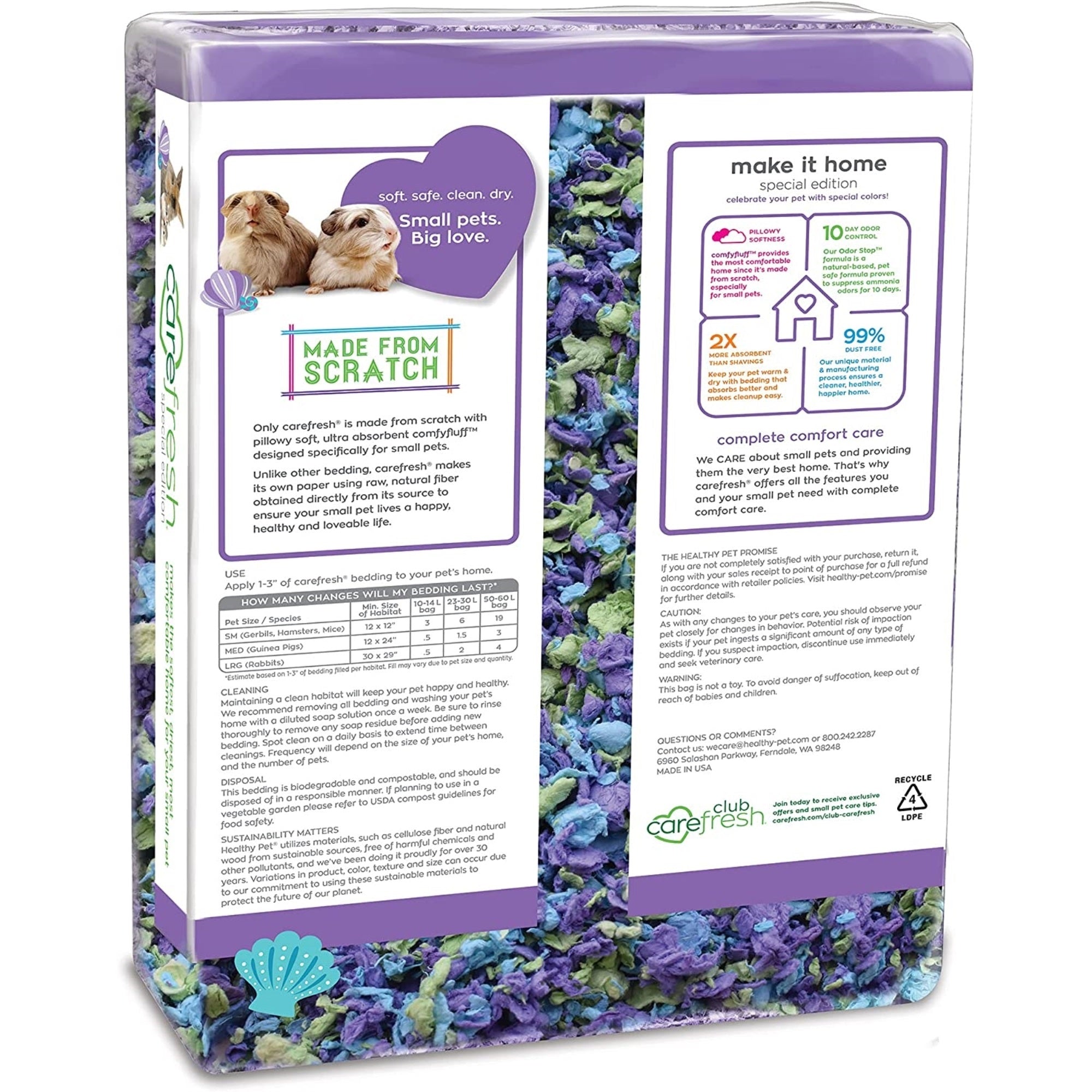 Carefresh Natural Paper Small Pet Bedding with Odor Control, Sea Glass, 50 L