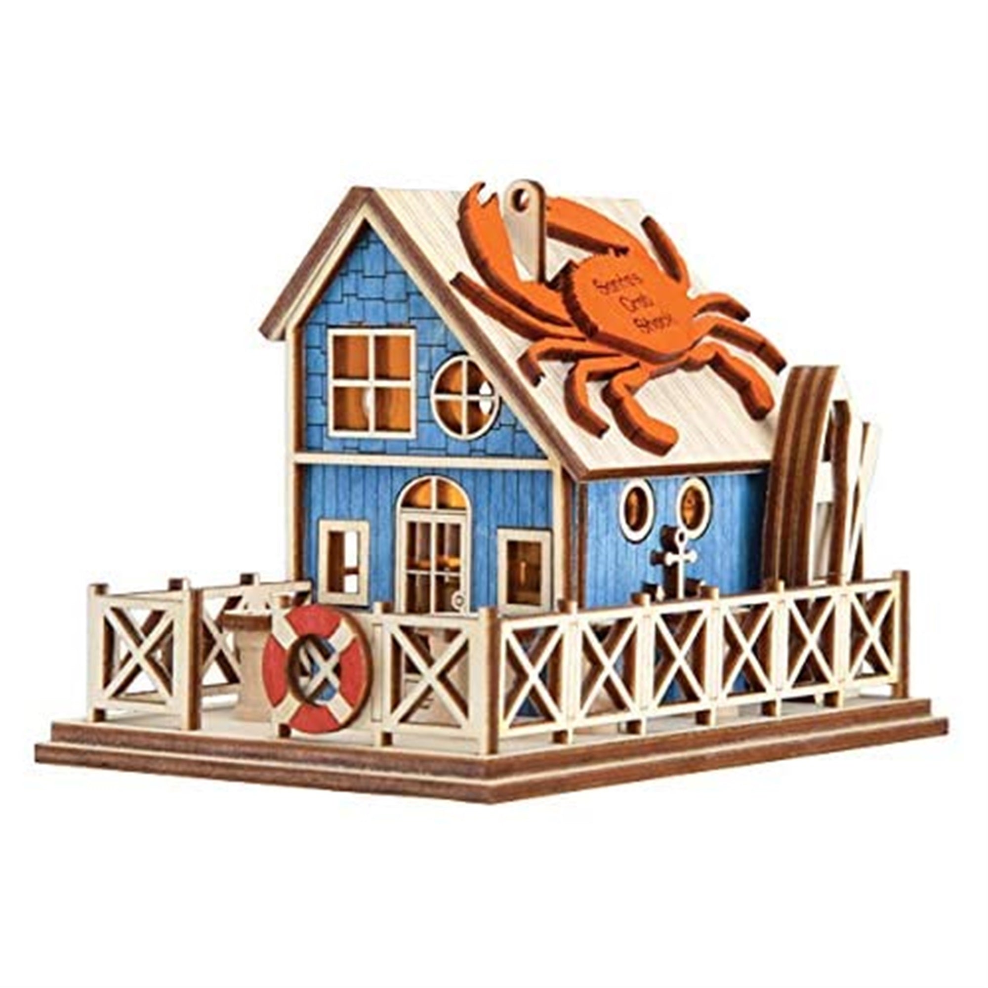 Old World Ginger Cottages Wooden Ornaments Crab Shack, 4.62"