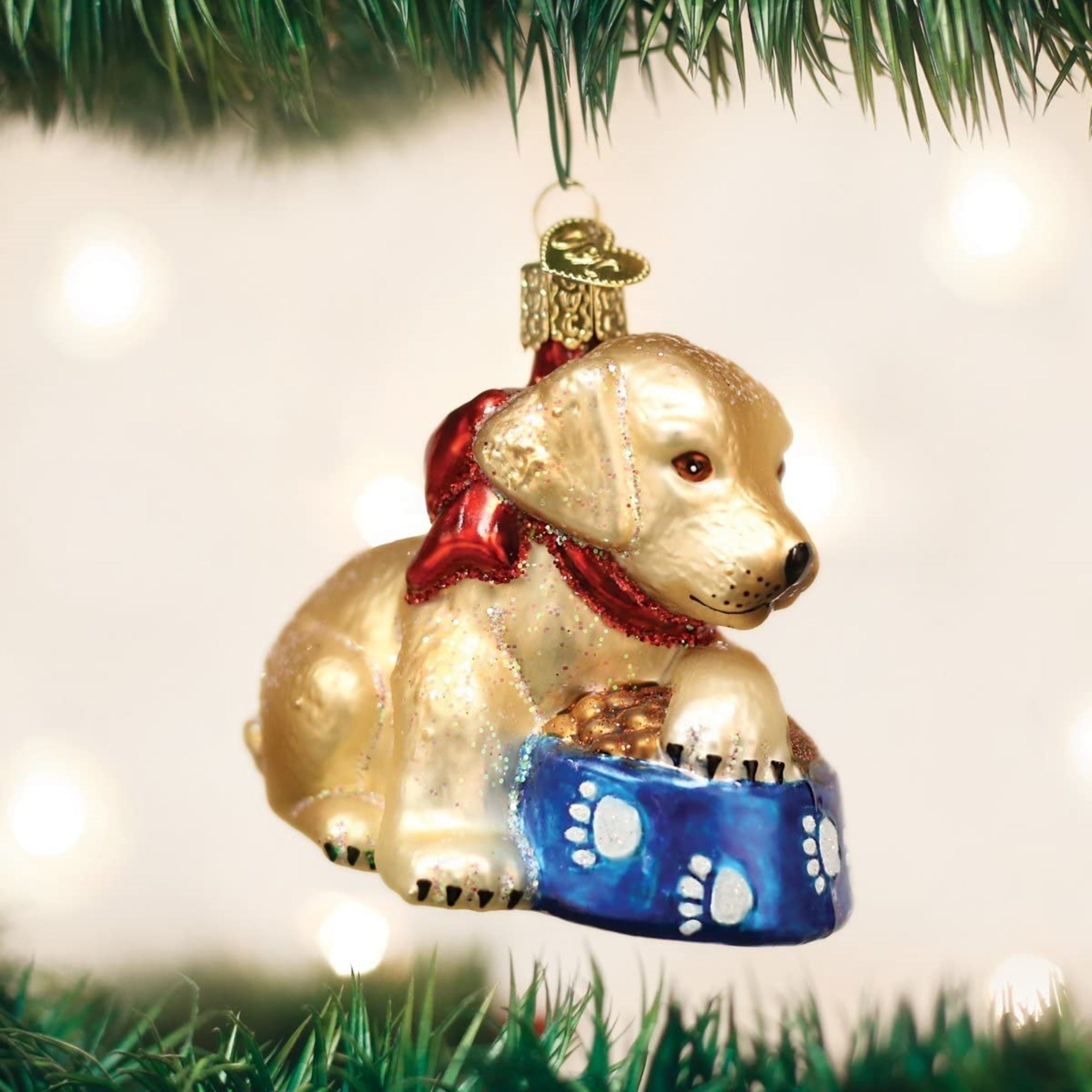 Old World Christmas Glass Blown Ornament Labrador Pup