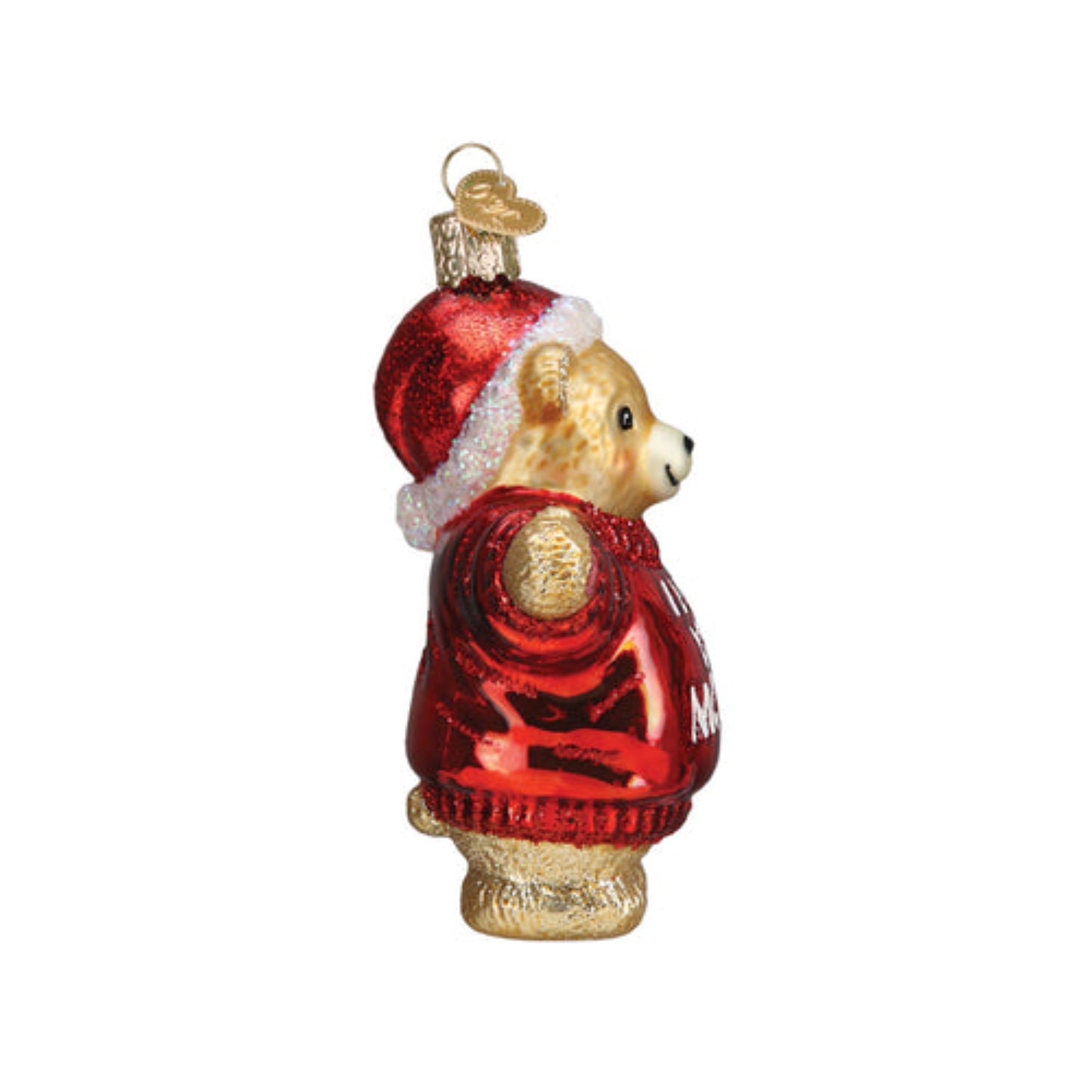 Old World Christmas Blown Glass Christmas Ornament, I Love You More Bear
