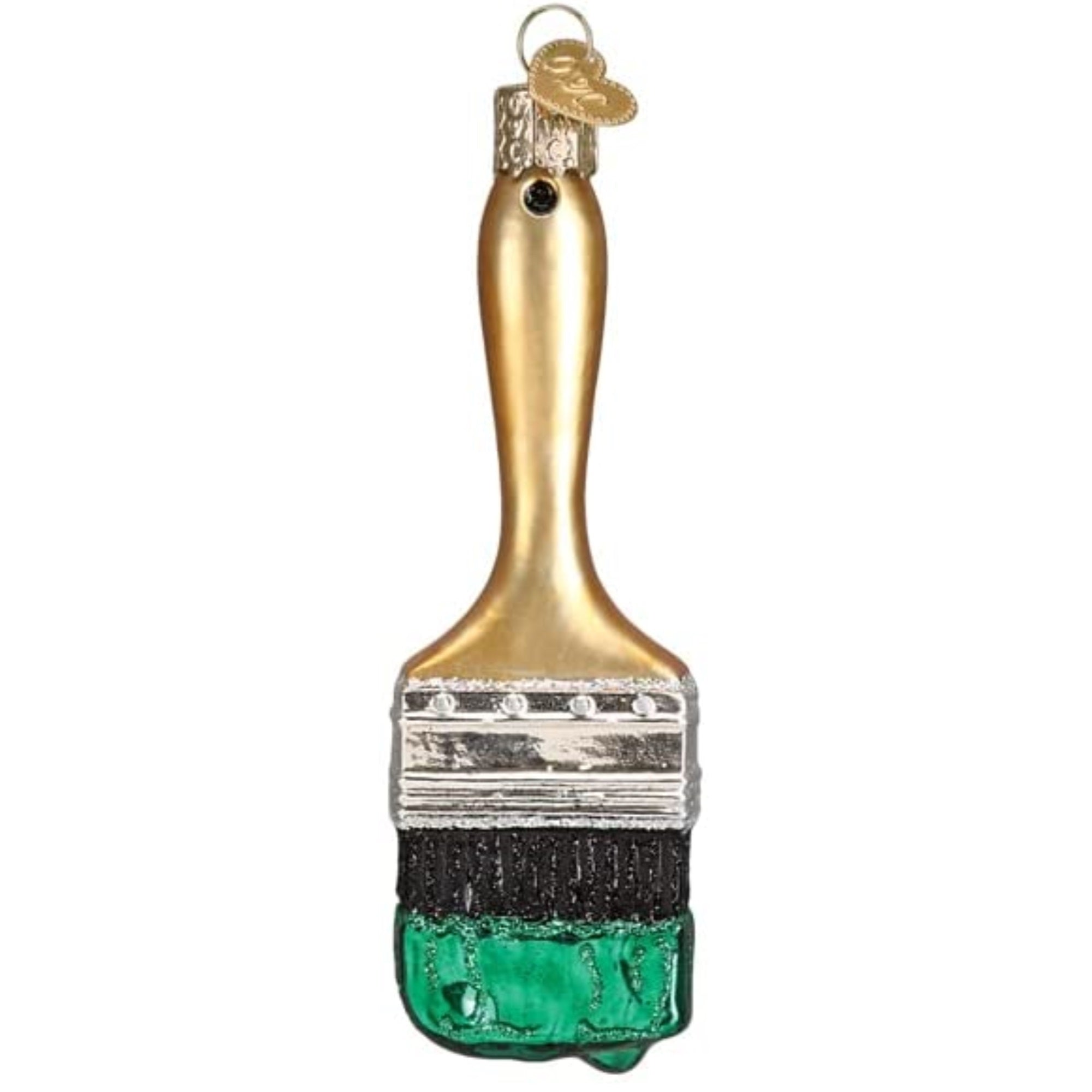 Old World Christmas Glass Blown Tree Ornament, Green Paint Brush