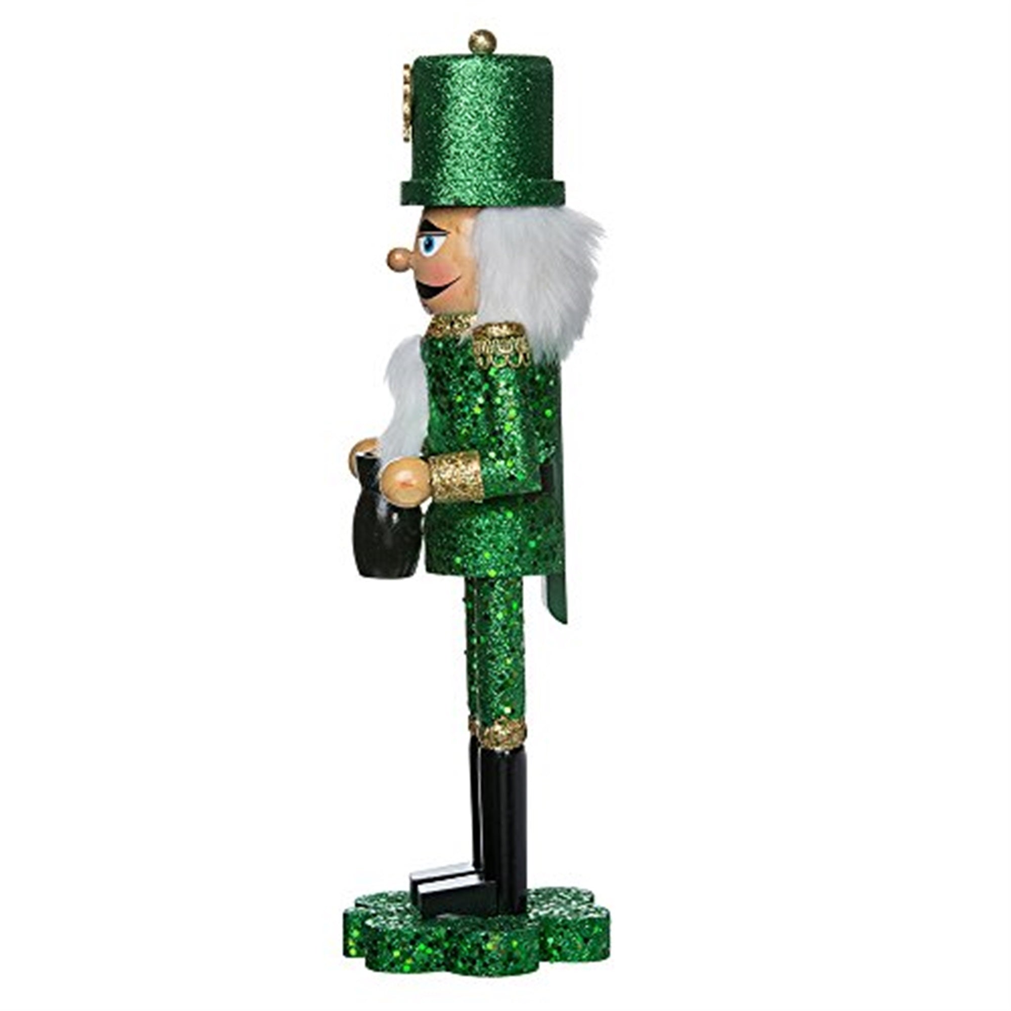 Kurt Adler Wooden Irish Nutcracker on Shamrock Base, 15"