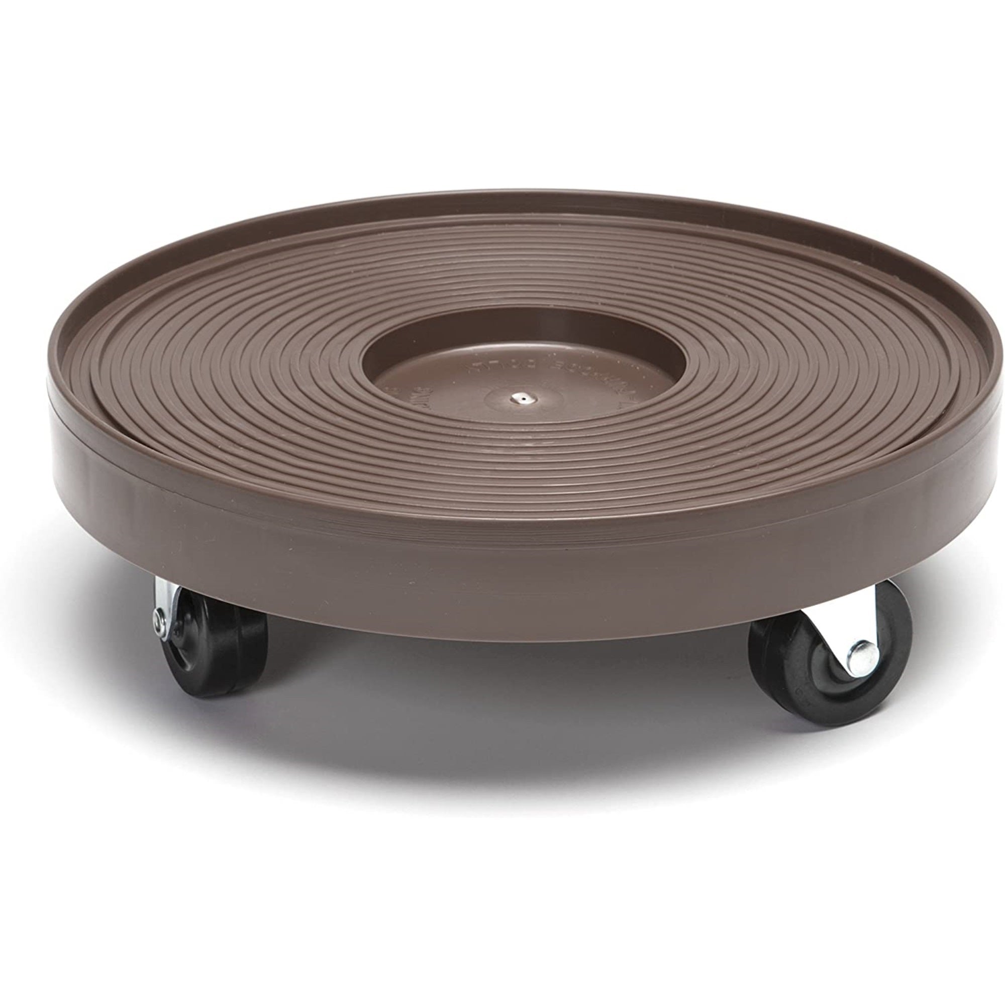 DeVault Durable Plastic Circular Plant Dolly Caddie With Wheels, Espresso, 12"