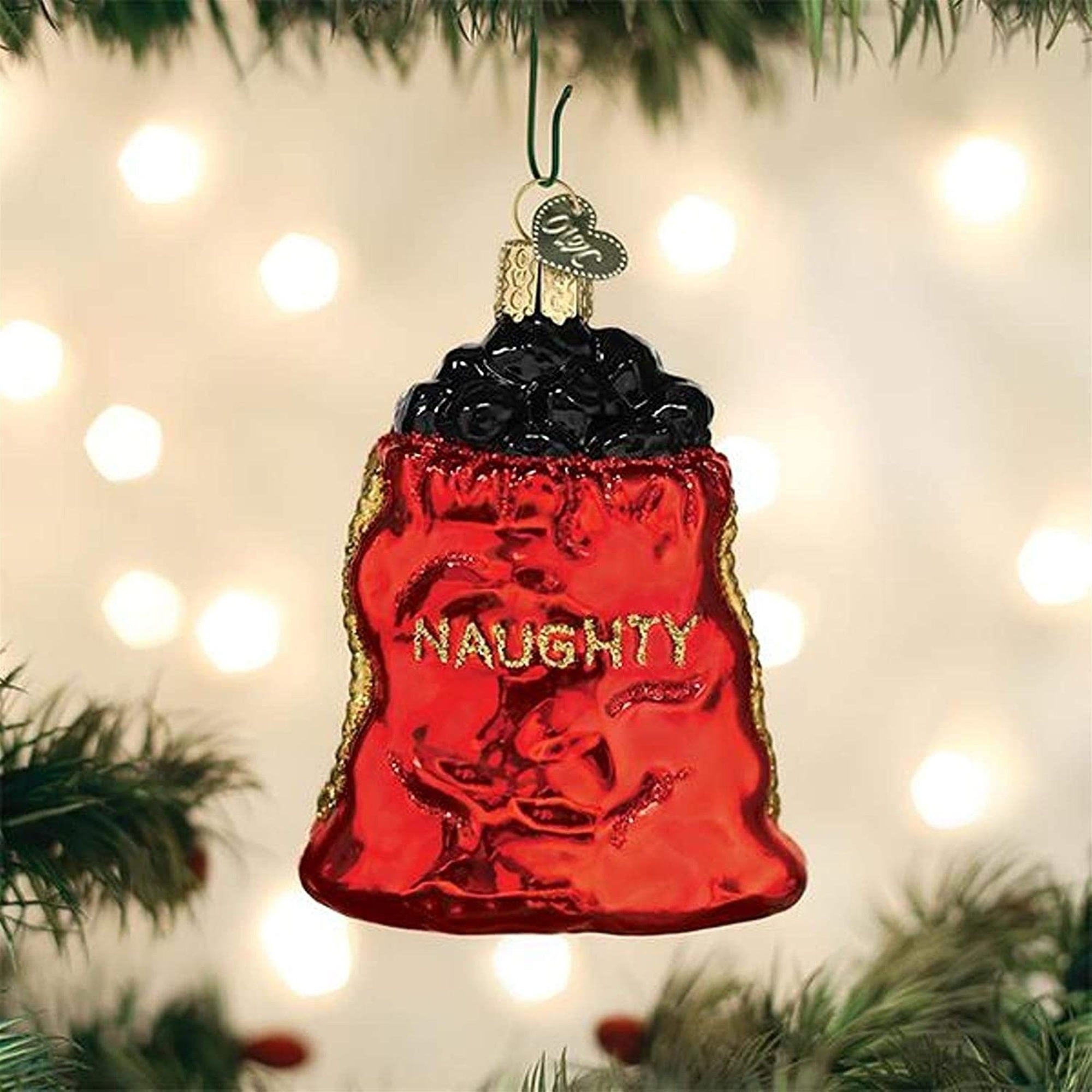Old World Christmas Blown Glass Christmas Ornament, Bag of Coal