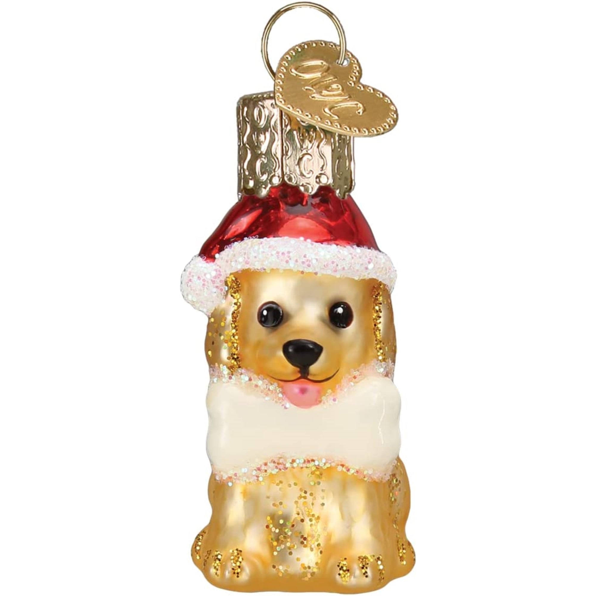 Old World Christmas Mini Glass Blown Jolly Pup Ornament, 2"