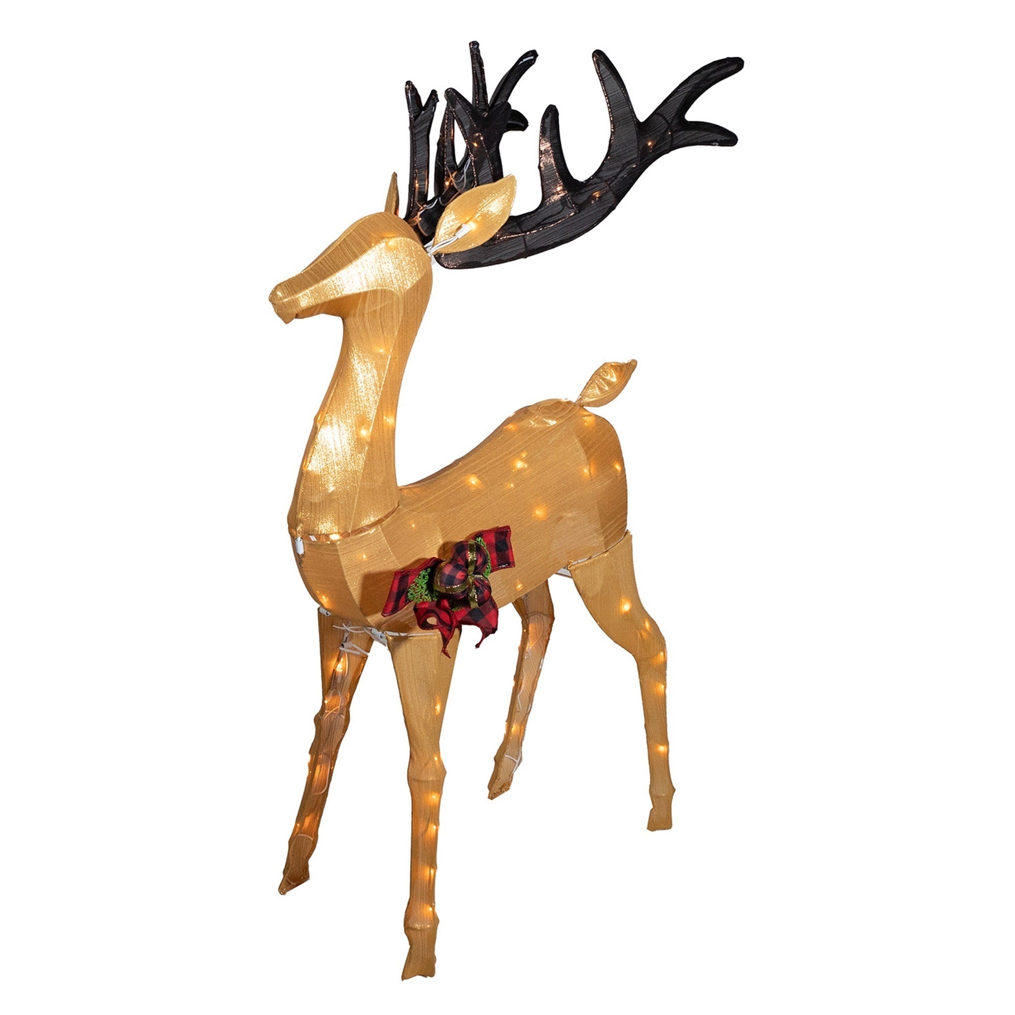 Good Tidings Shiny Gold Buck Lit Outdoor Lawn Christmas Decoration, 48"