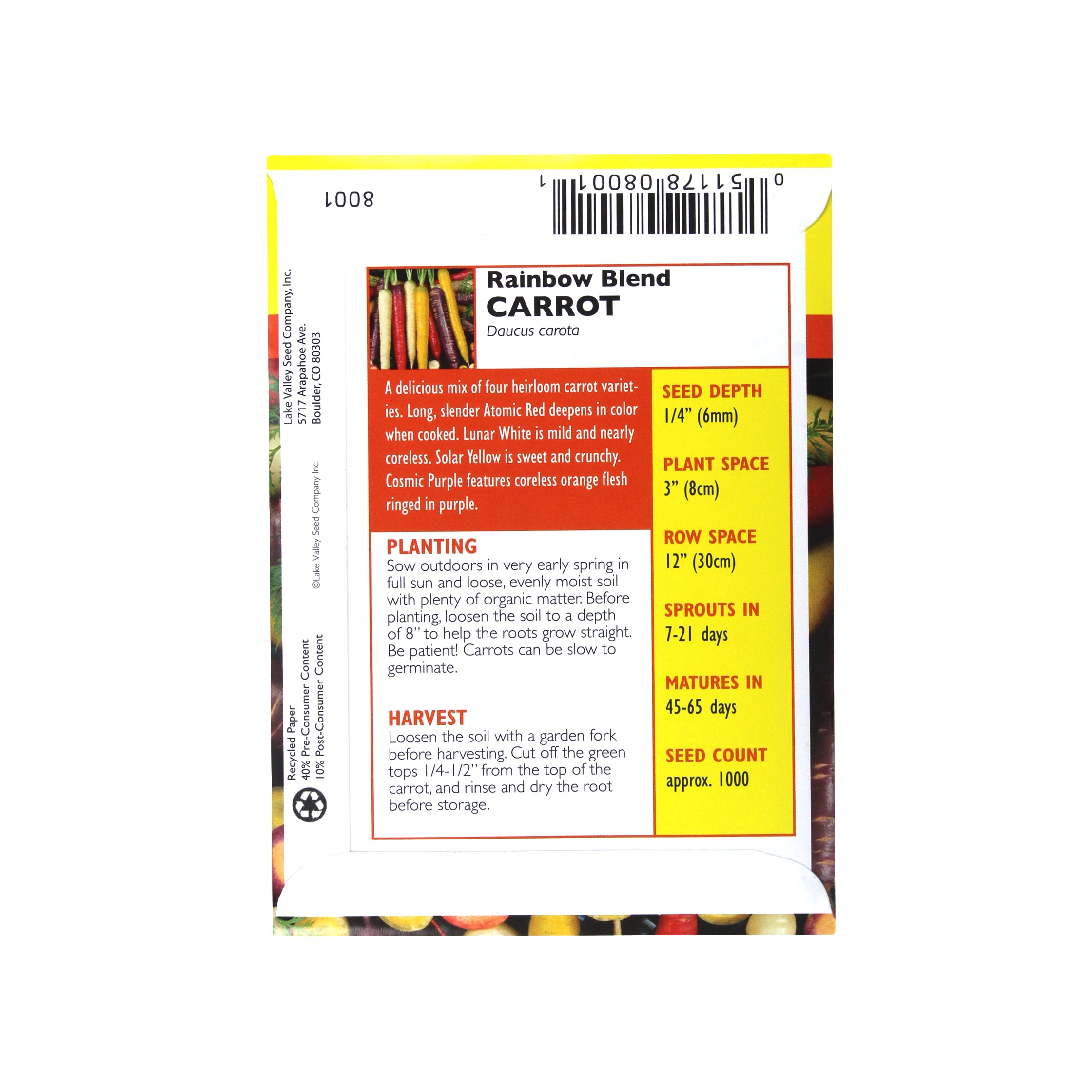 Lake Valley Seed Carrot Rainbow Vegetable Blend