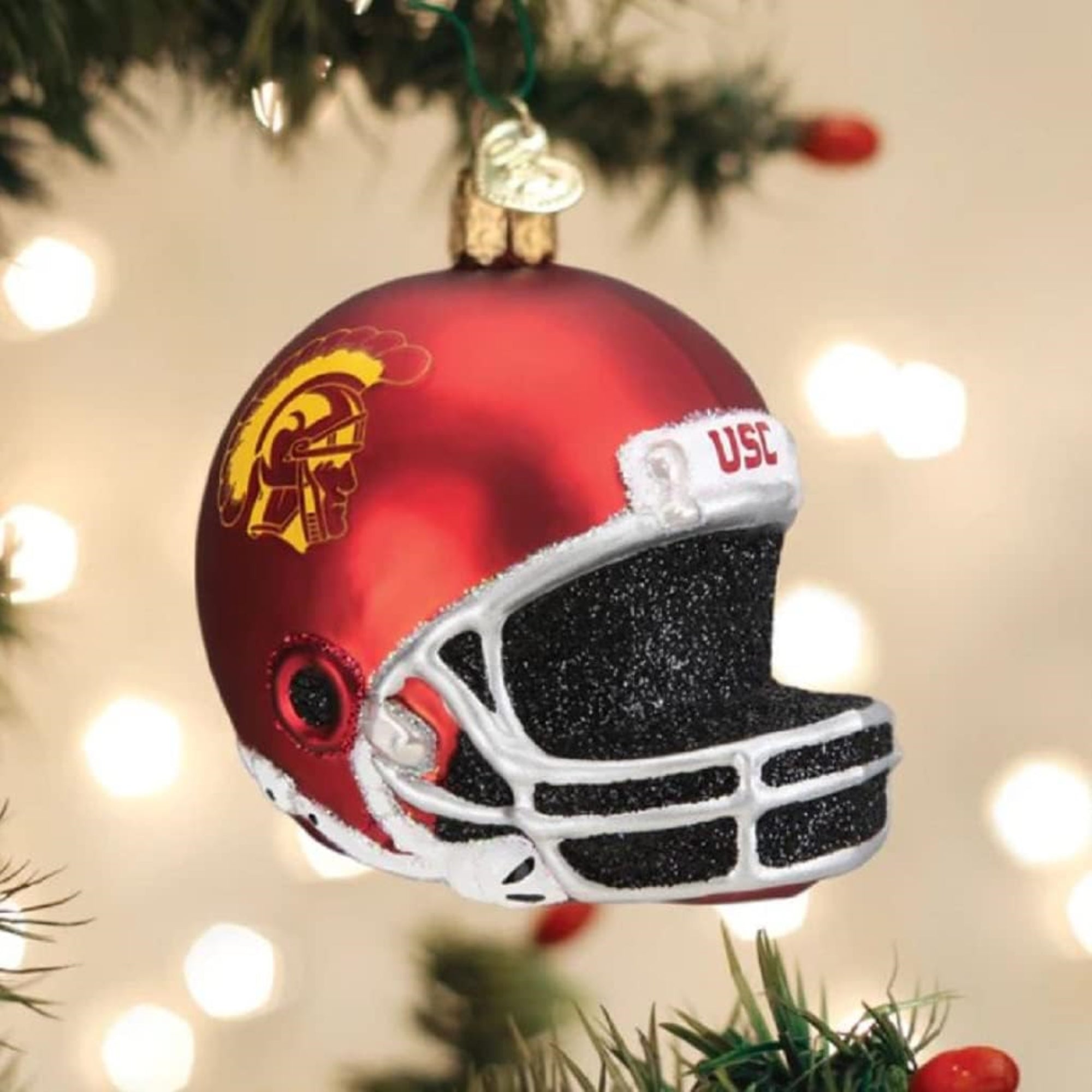 Old World Christmas USC Football Helmet Glass Blown Ornament for Christmas Tree