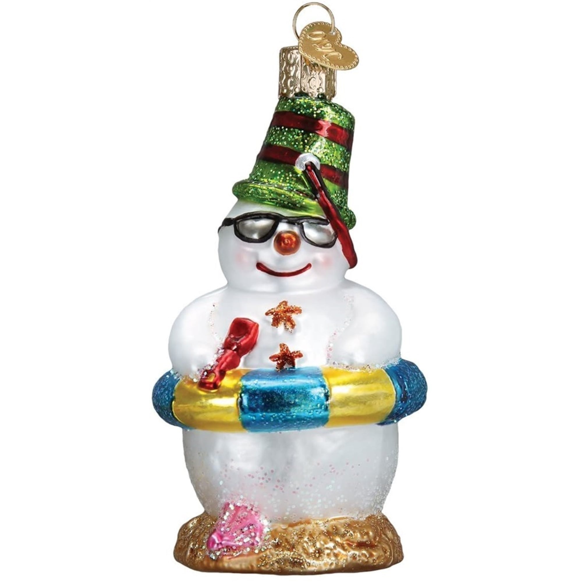 Old World Christmas Glass Blown Ornament Snowman on Beach