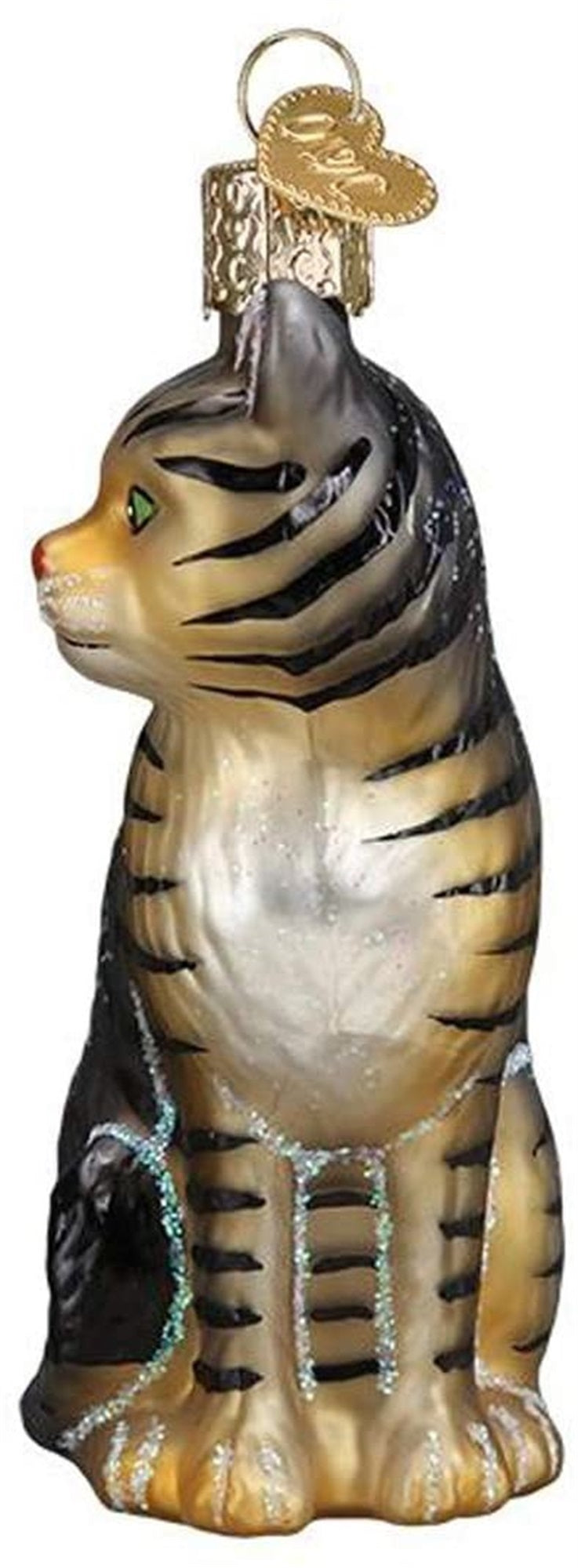 Old World Christmas Glass Blown Tabby Cat Ornament
