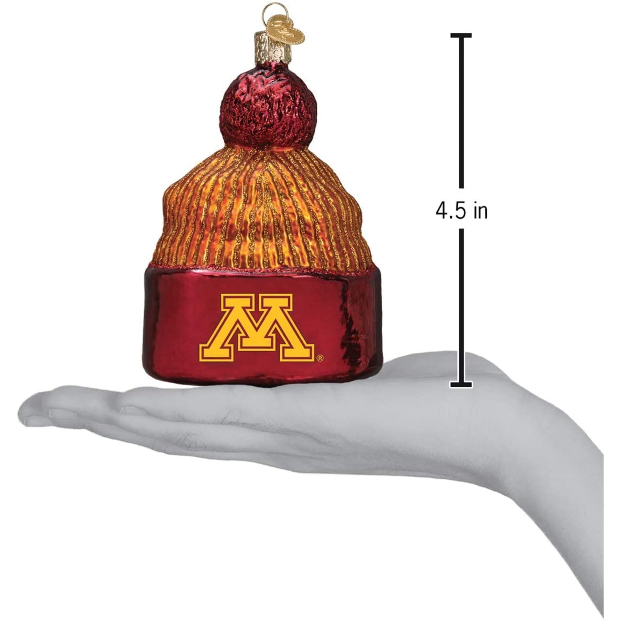 Old World Christmas Hanging Glass Ornament, University of Minnesota Beanie