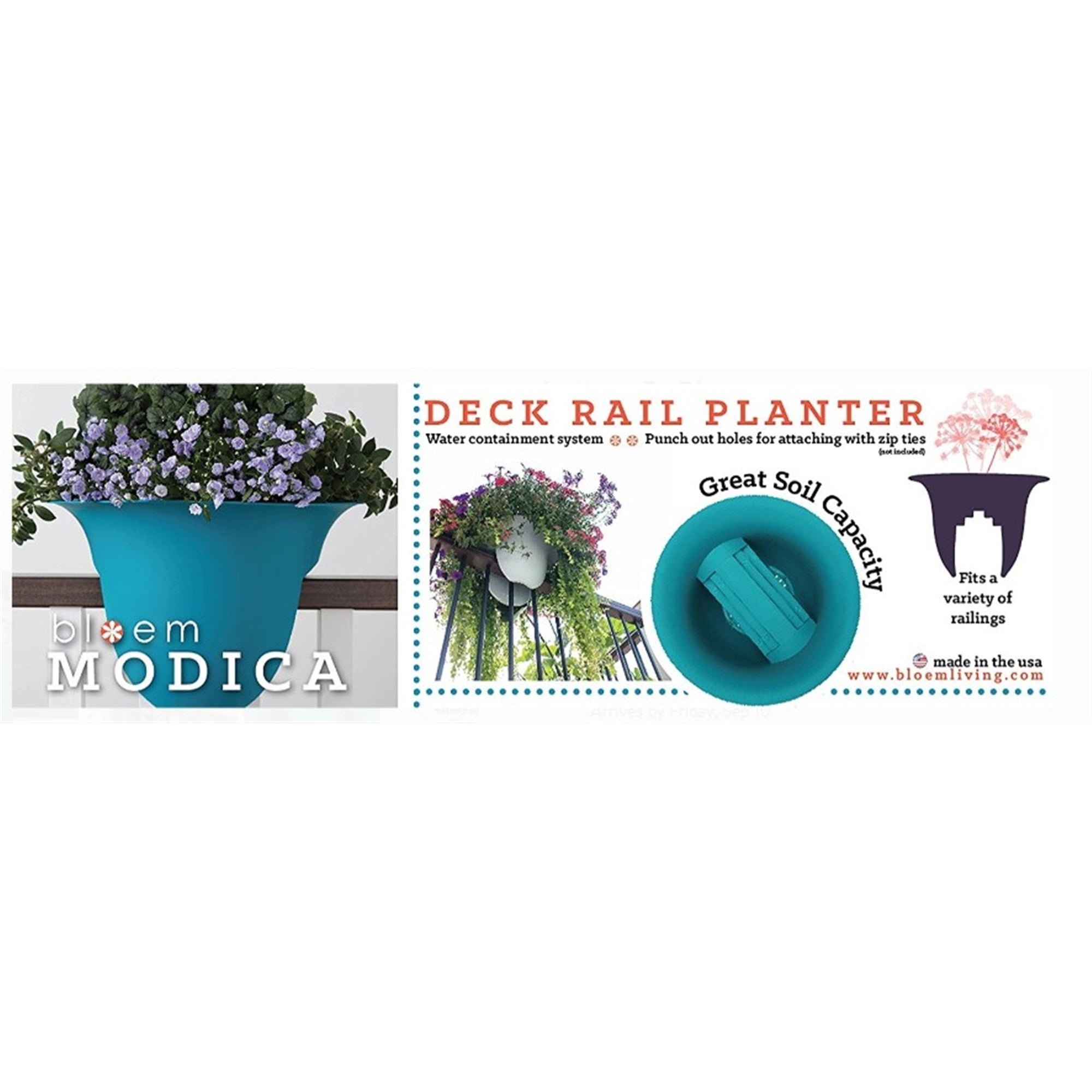 Bloem Modica Plastic Rail Planter