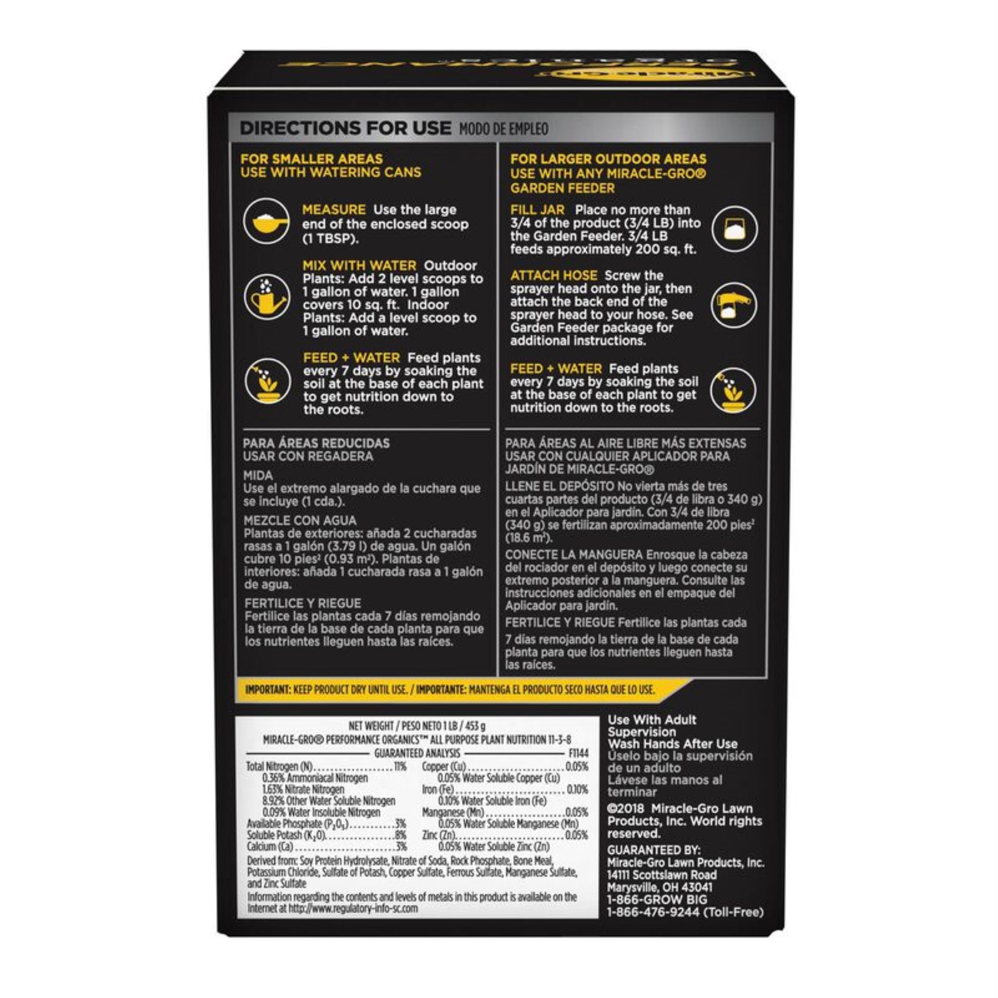 Miracle-Gro Performance Organics All-Purpose Plant Nutrition Granules, 1 Lb