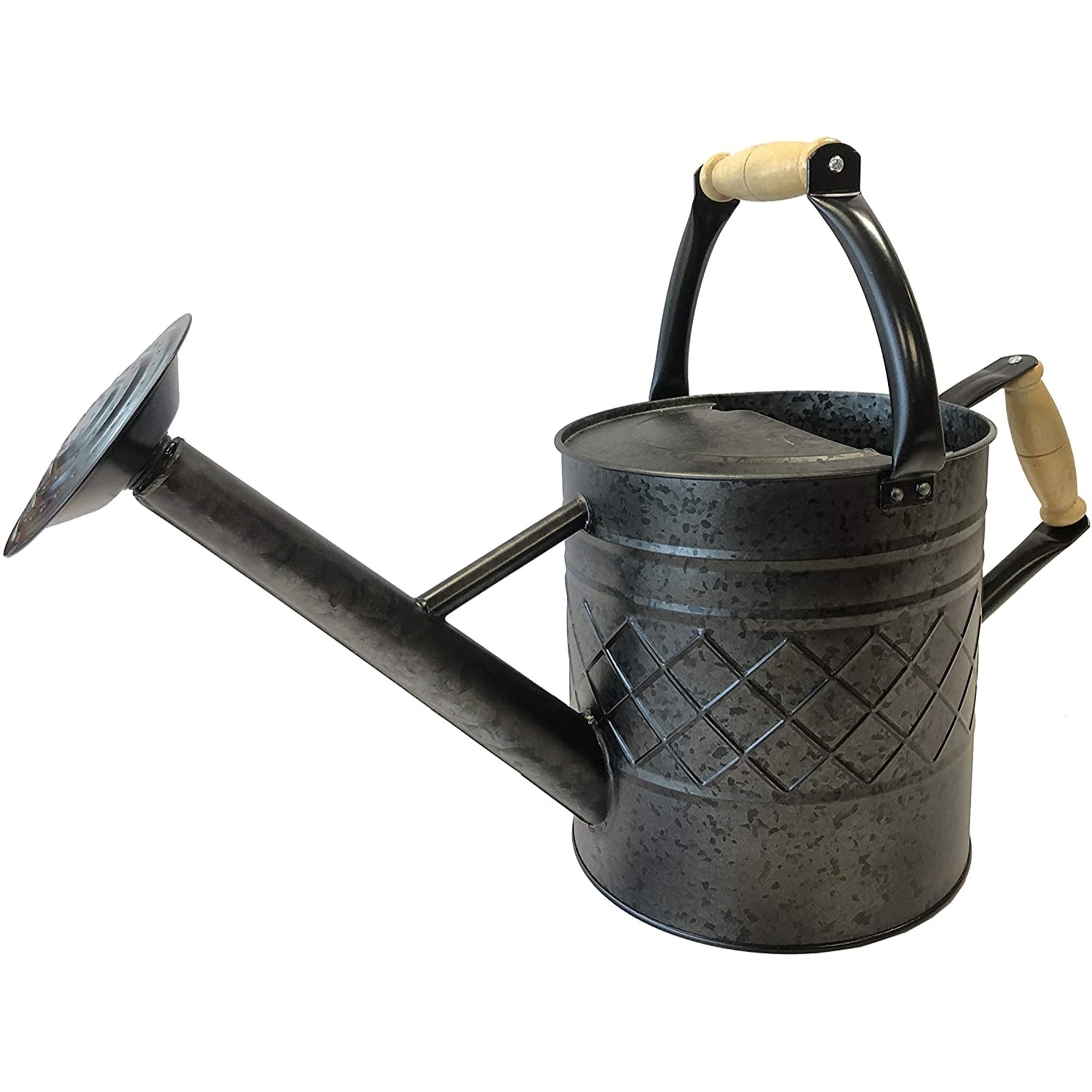 Gardener Select Metal Diamond Watering Can, Black, 9.5L (2.5 gallons)